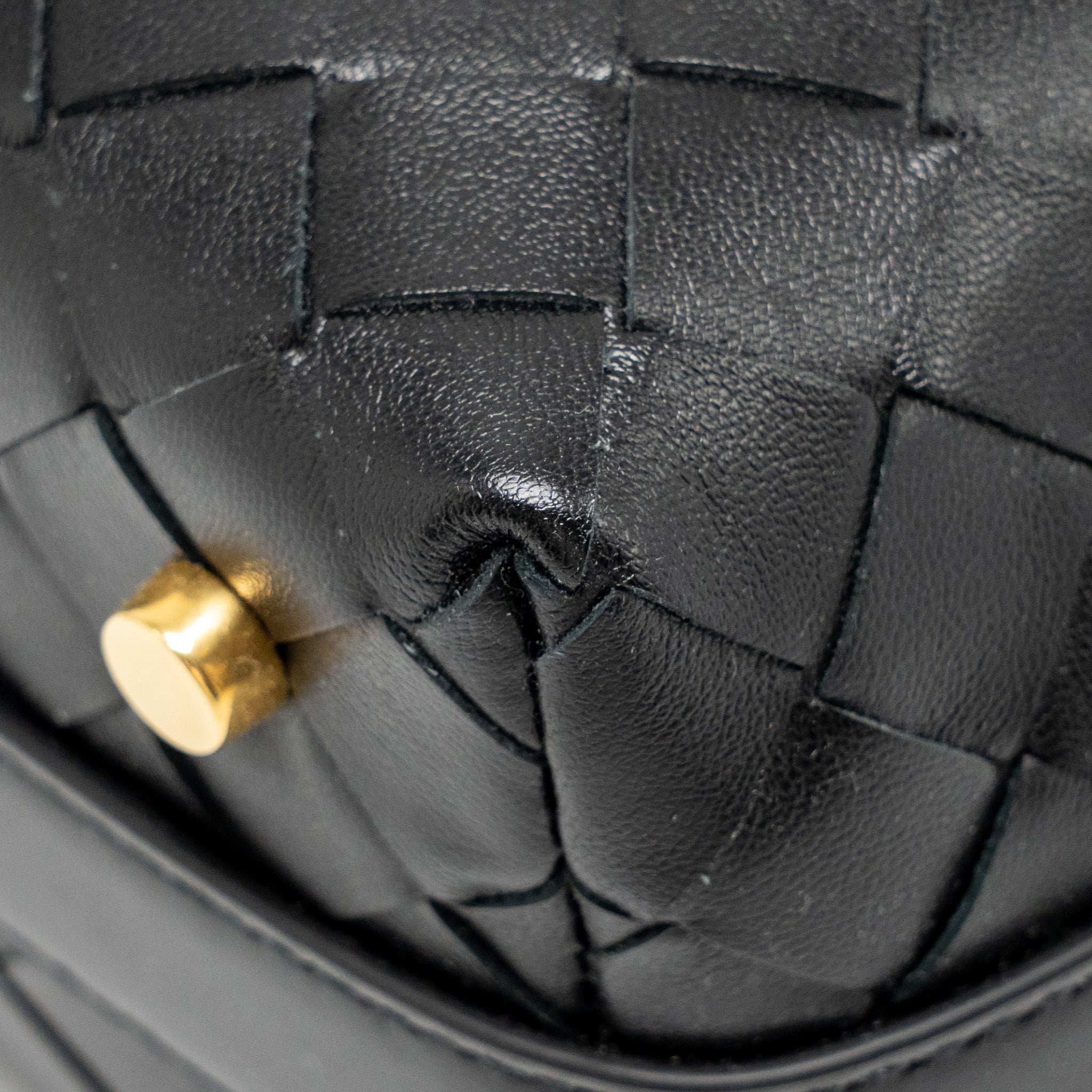 BOTTEGA VENETA MINI WALLACE SHOULDER BAG CALFSKIN BLACK GHW