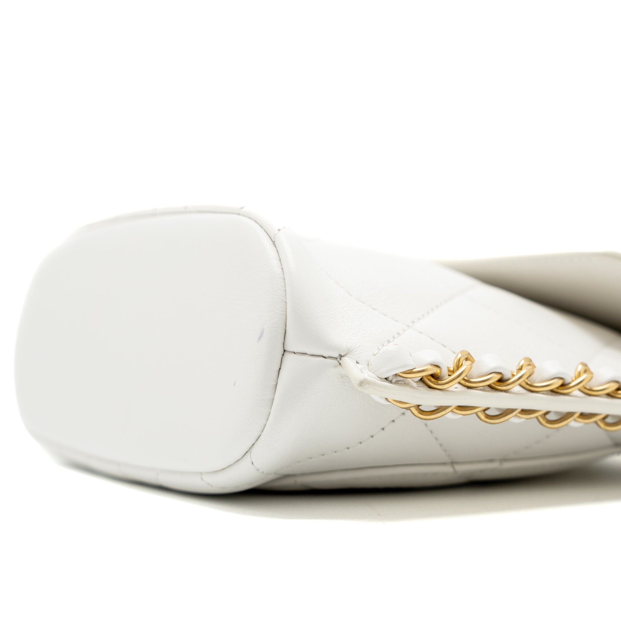 CHANEL CROSSBODY SQUARE FLAP BAG LAMBSKIN WHITE BRUSHED GHW