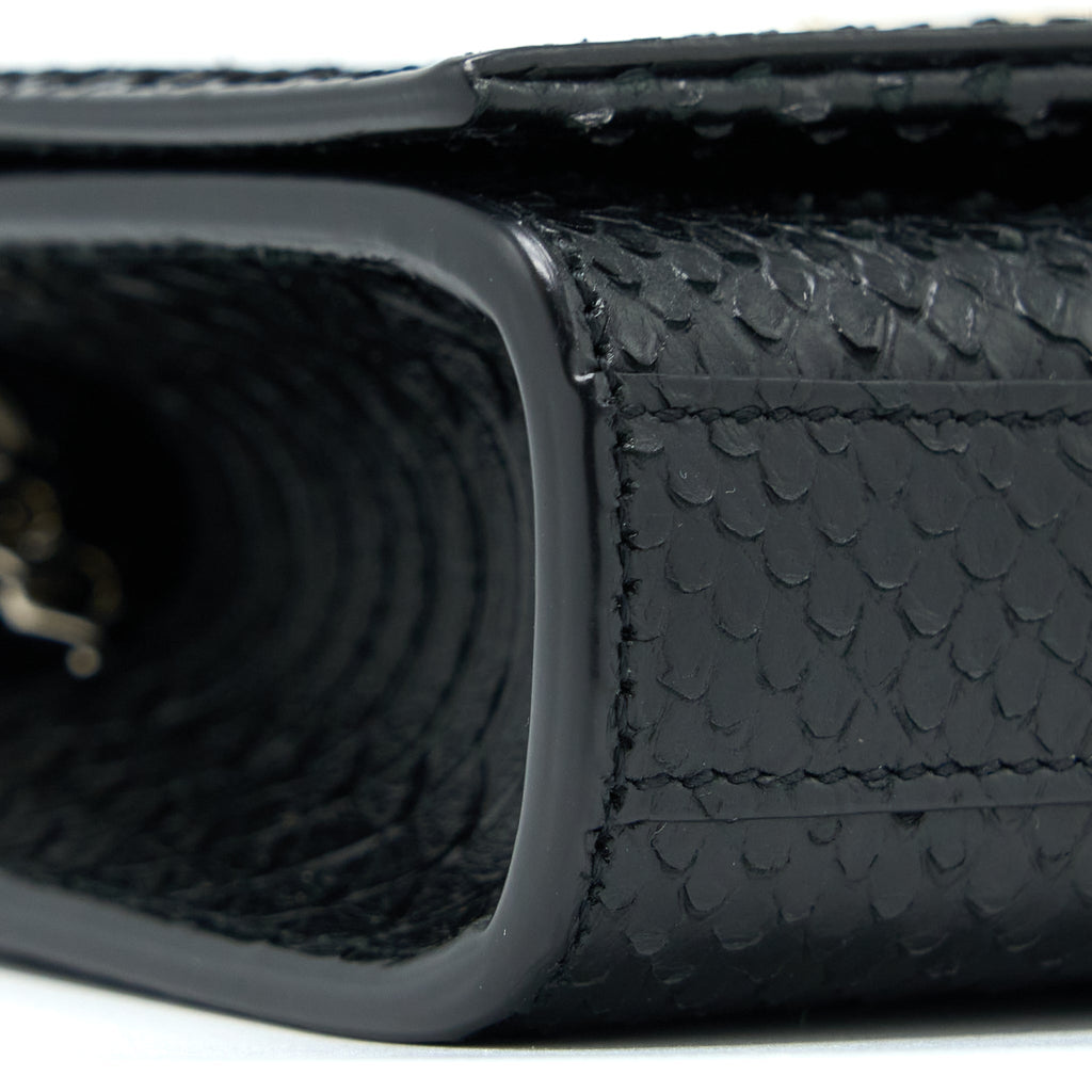 SAINT LAURENT SMALL KATE PYTHON EMBOSSED CALFSKIN BLACK SHW