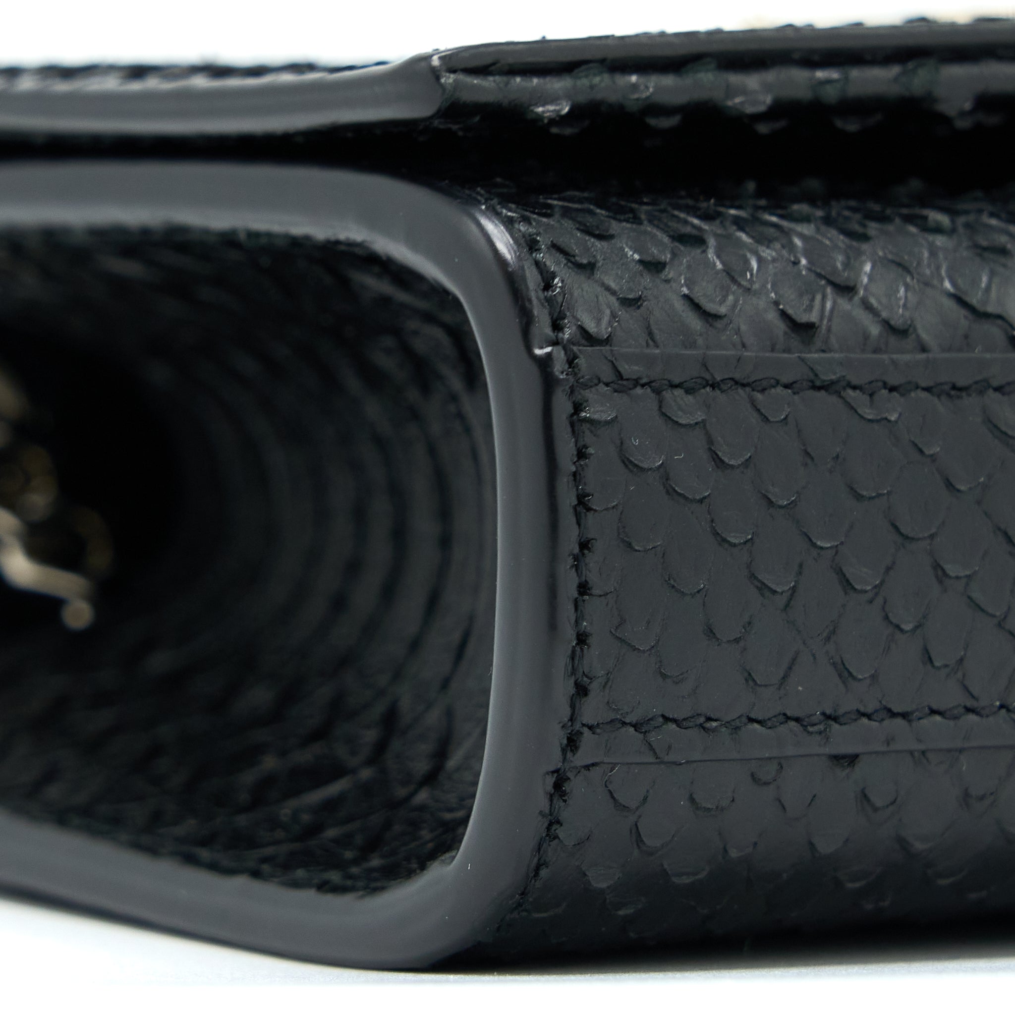 SAINT LAURENT SMALL KATE PYTHON EMBOSSED CALFSKIN BLACK SHW