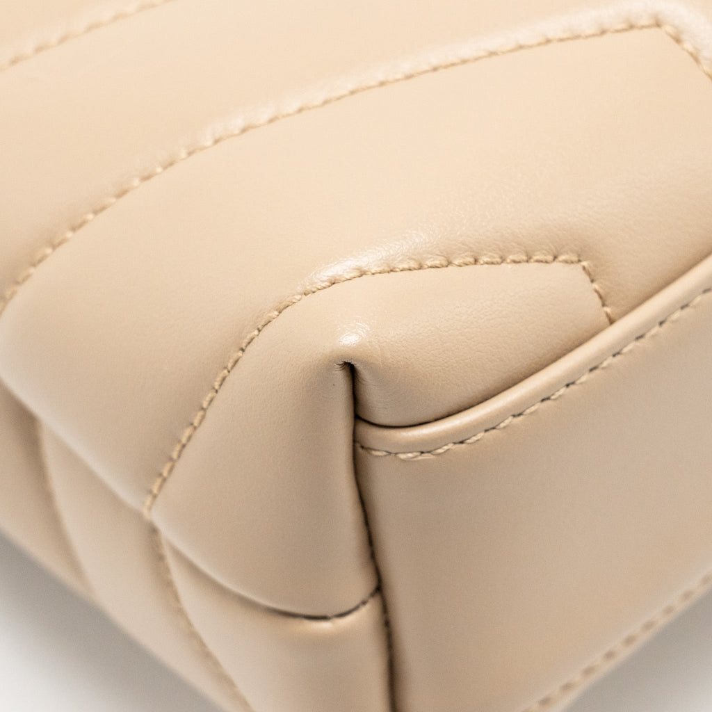 SAINT LAURENT/YSL MINI TOY LOULOU STRAP BAG CALFSKIN DARK BEIGE GHW