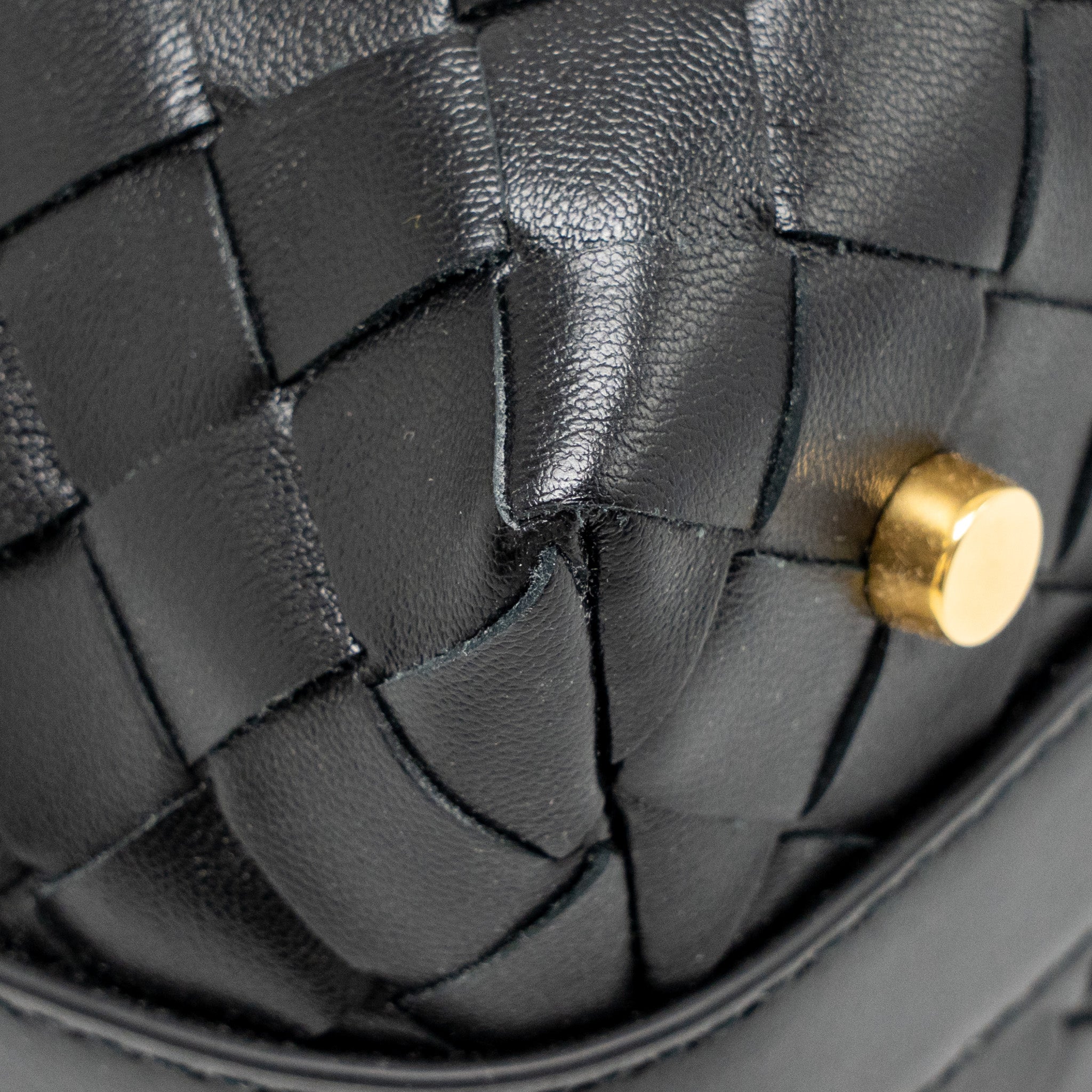 BOTTEGA VENETA MINI WALLACE SHOULDER BAG CALFSKIN BLACK GHW