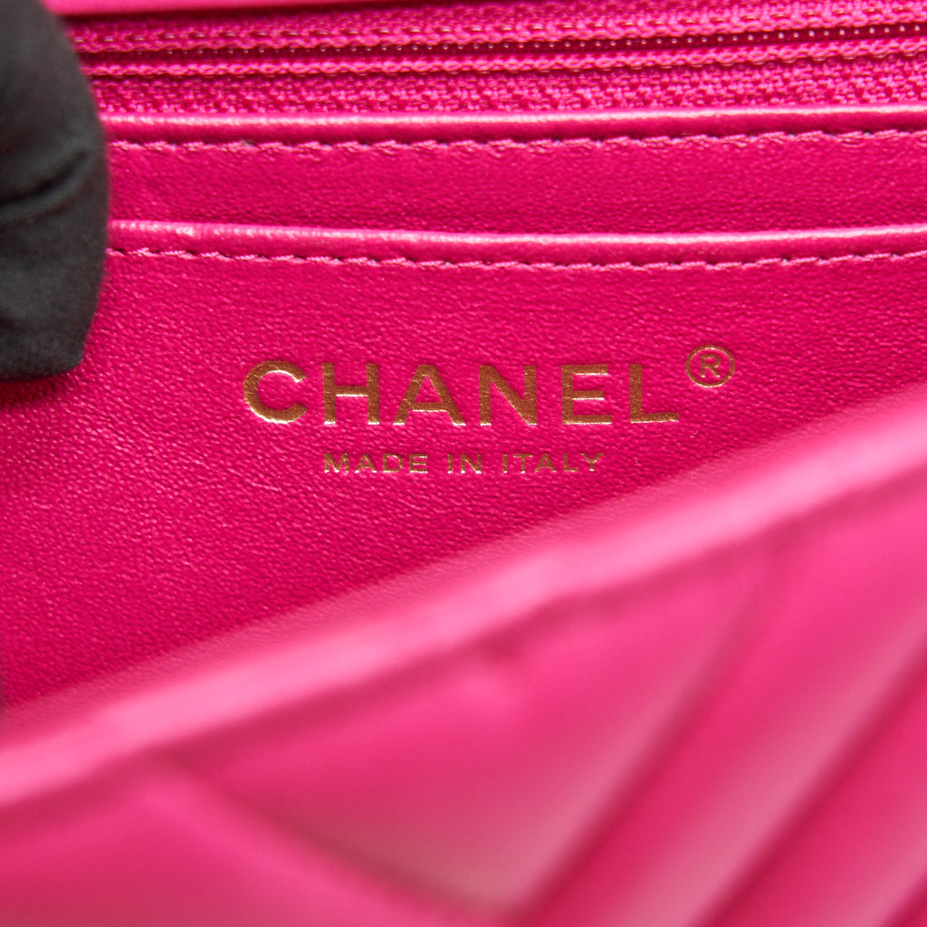 CHANEL CHEVRON MINI RECTANGULAR FLAP BAG PINK WITH LGHW