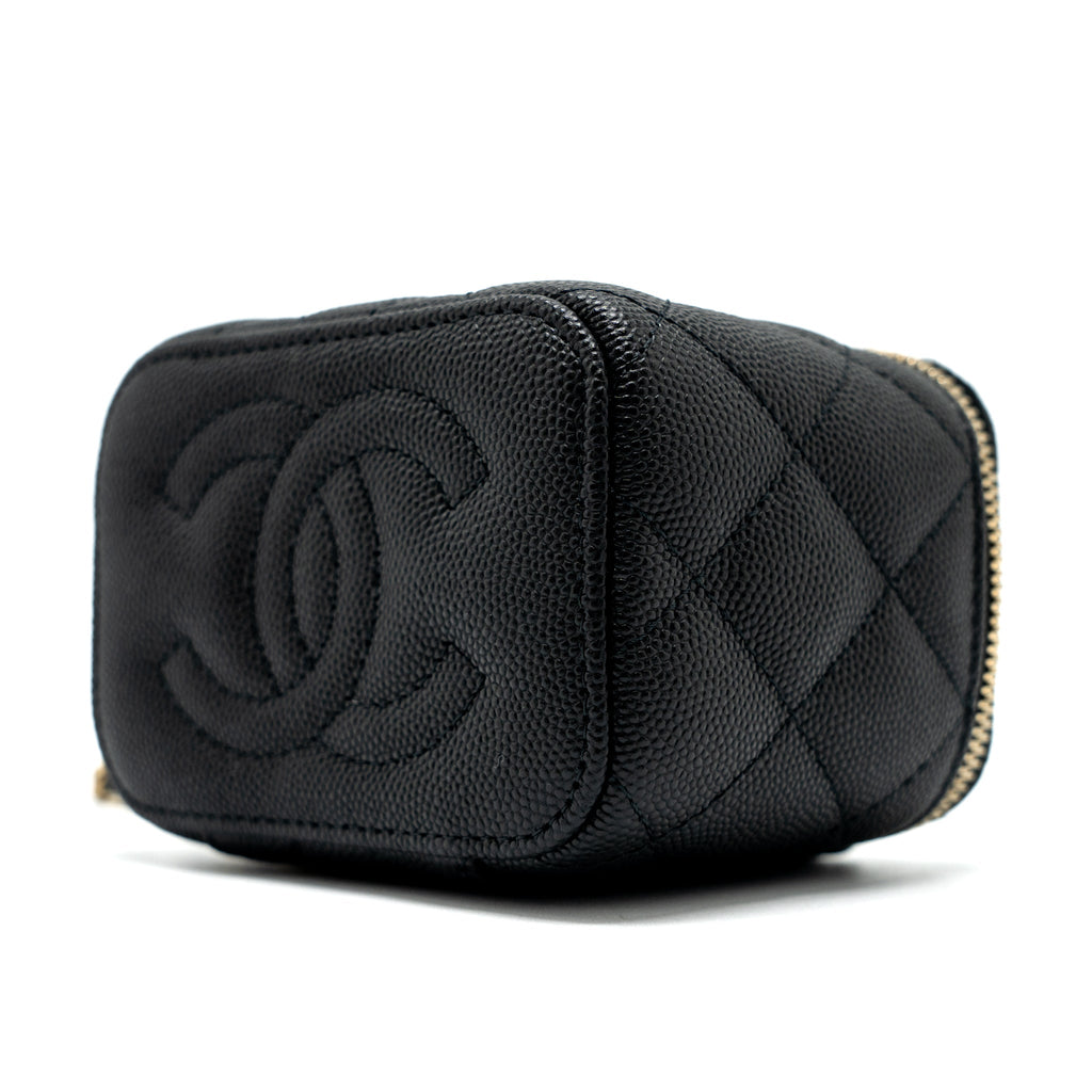 CHANEL MINI VANITY WITH CHAIN CAVIAR BLACK LGHW (MICROCHIP)