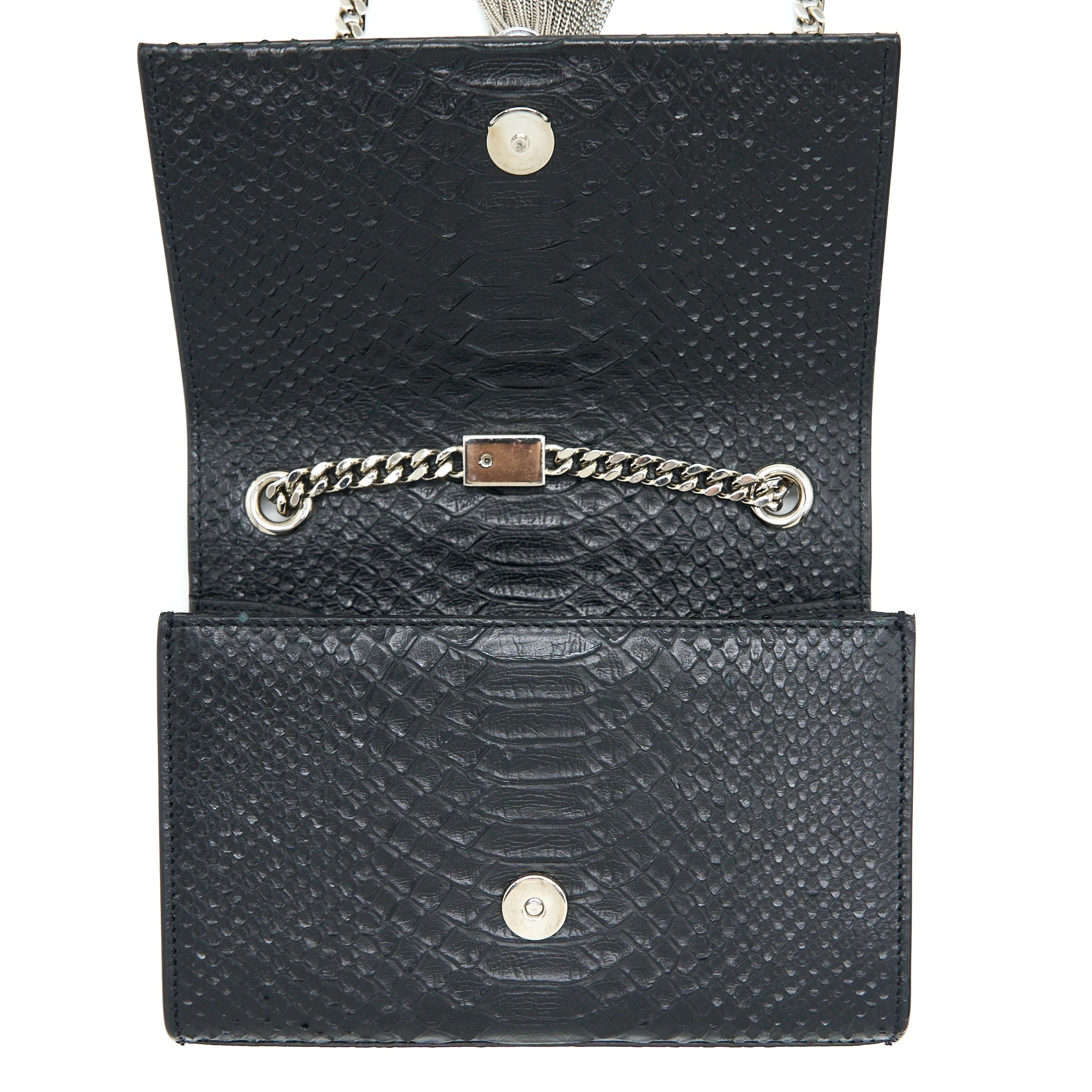 SAINT LAURENT SMALL KATE PYTHON EMBOSSED CALFSKIN BLACK SHW