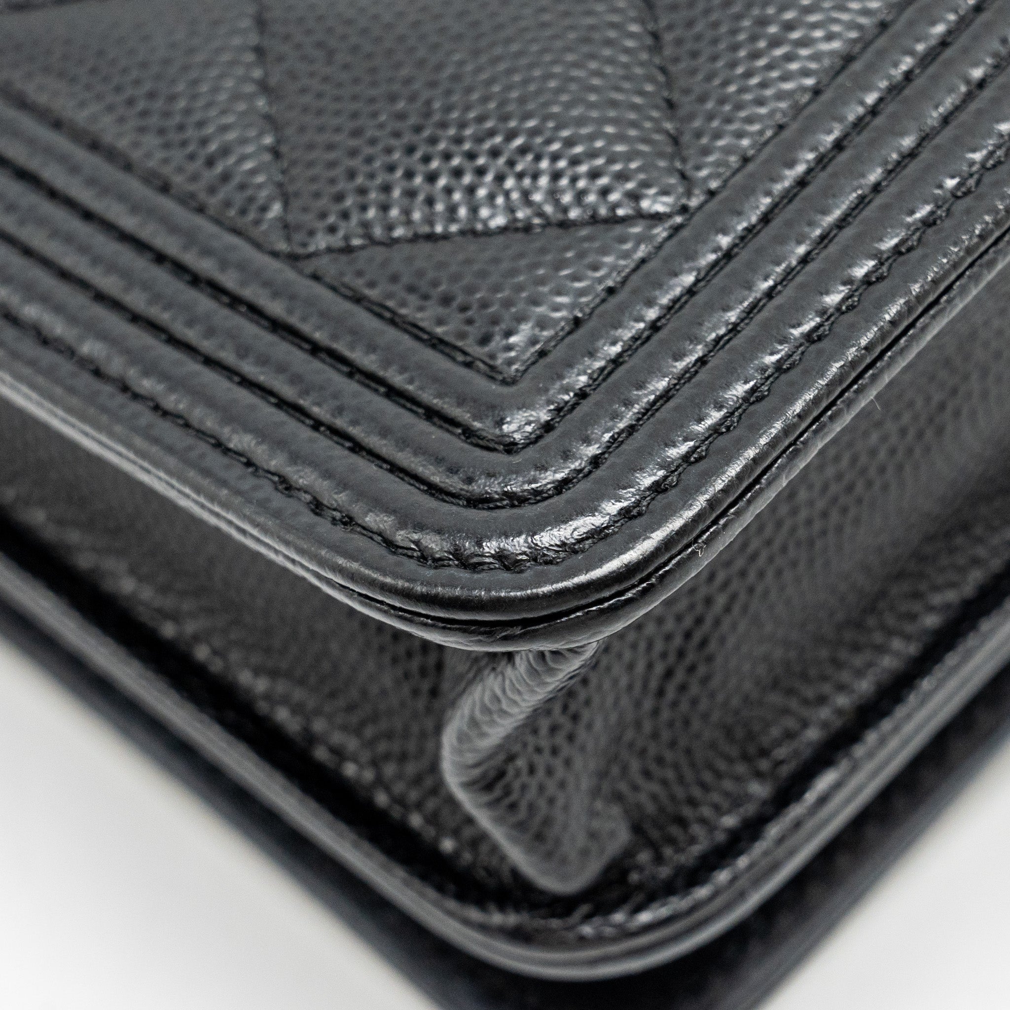 CHANEL BOY WALLET ON CHAIN CAVIAR BLACK GHW