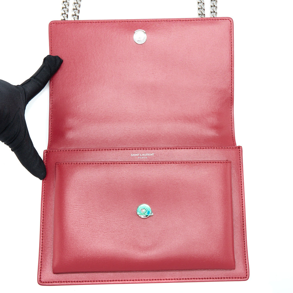 SAINT LAURENT/YSL SUNSET BAG CALFSKIN RED SHW