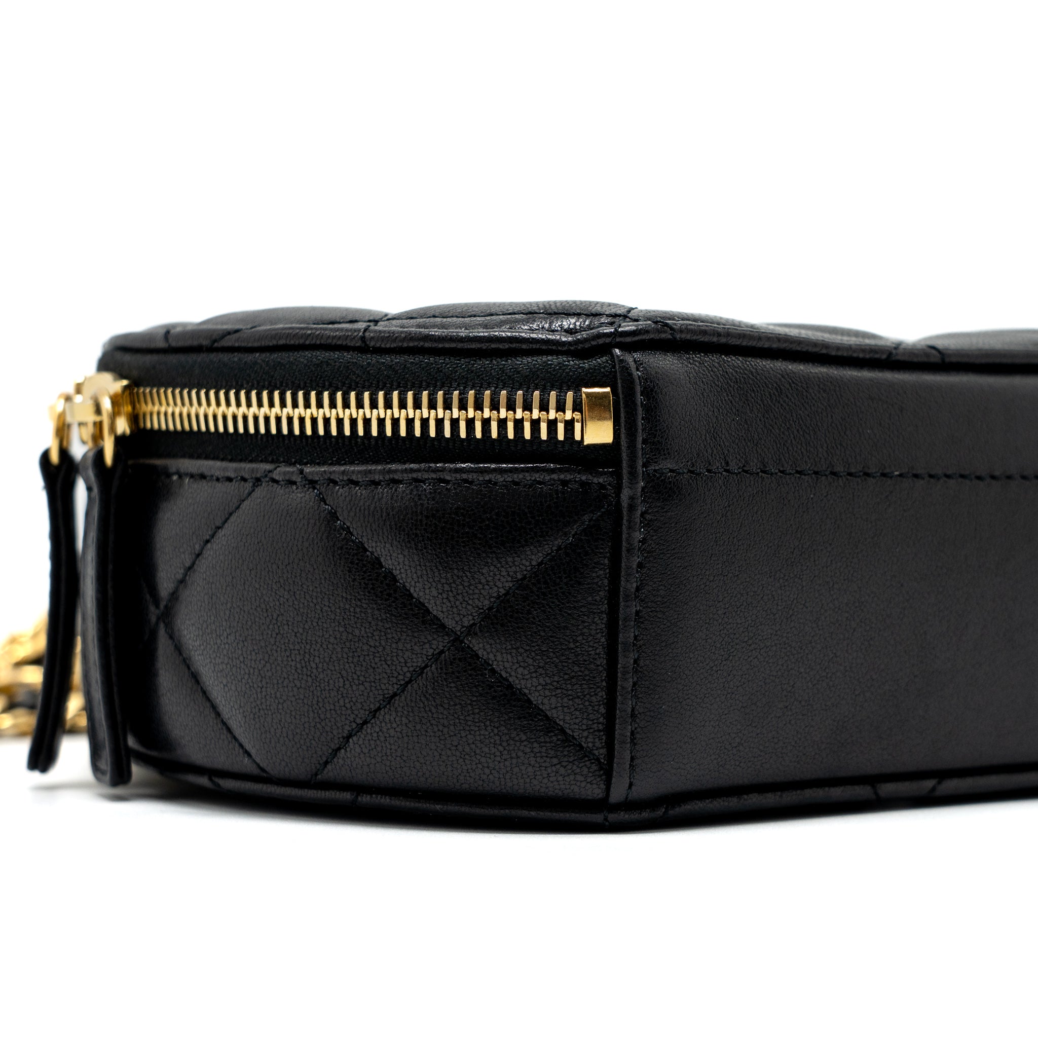 CHANEL ROUND VANITY WITH ROUND HANDLE CROSSBODY BAG LAMBSKIN BLACK GHW (MICROCHIP)
