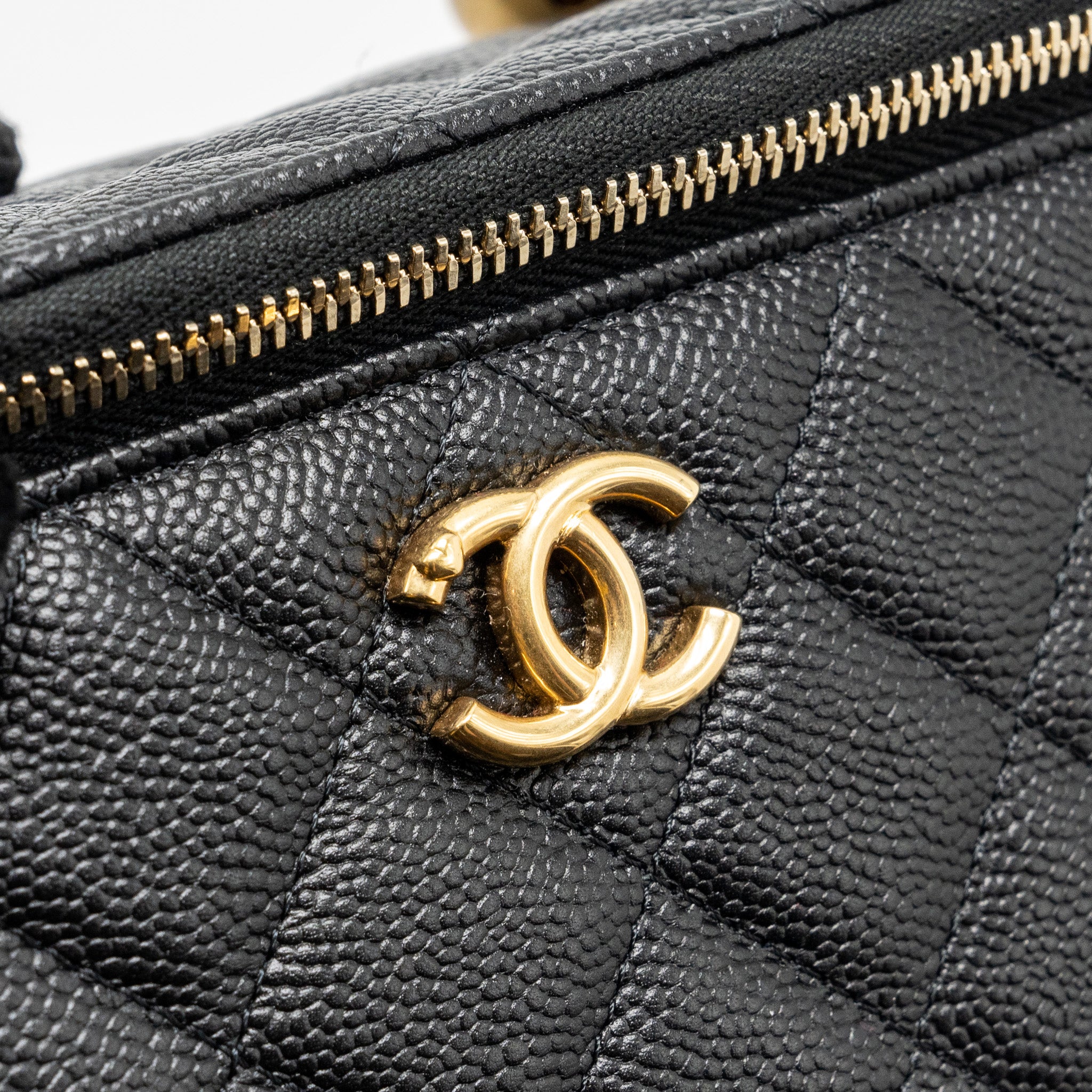 CHANEL COCO LOVE LONG VANITY WITH ADJUSTABLE CHAIN CAVIAR BLACK GHW (MICROCHIP)