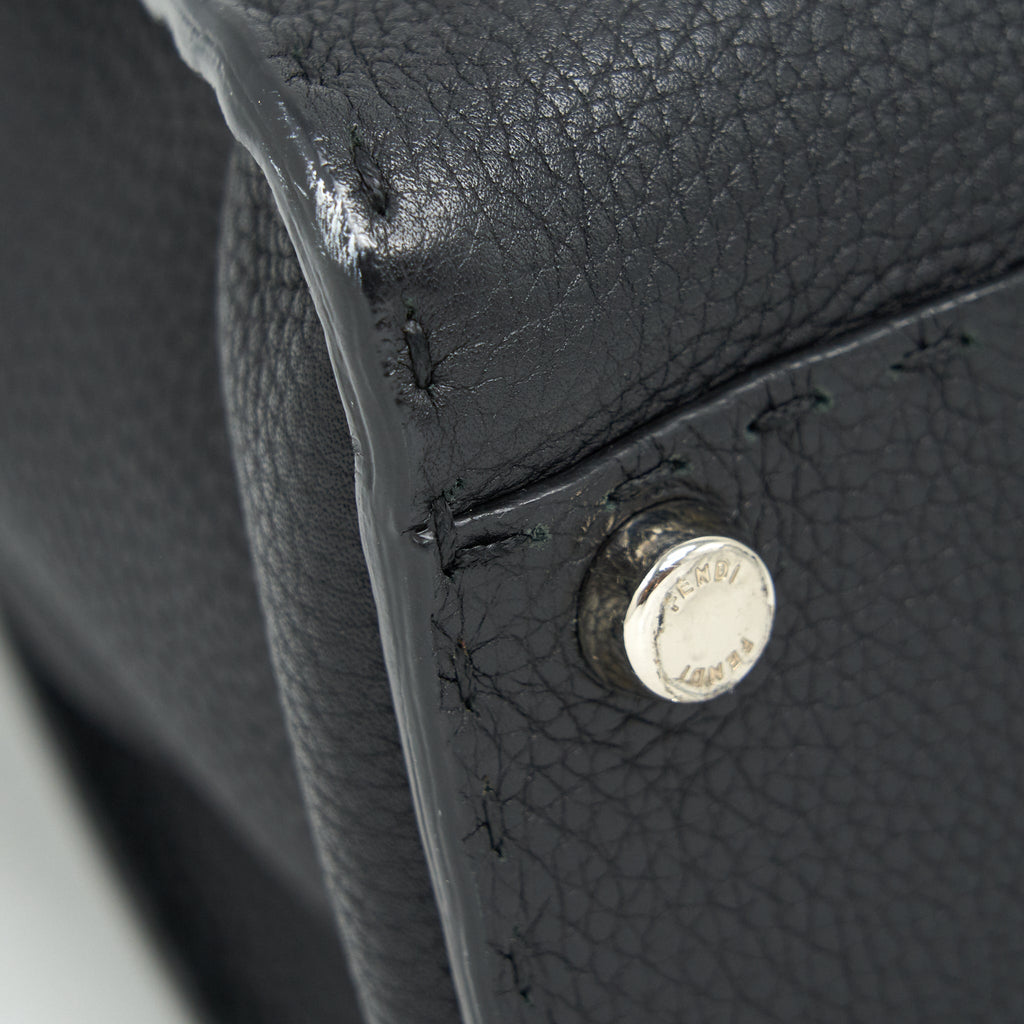 FENDI PEEKABOO TOTE BAG GRAINED CALFSKIN BLACK SHW
