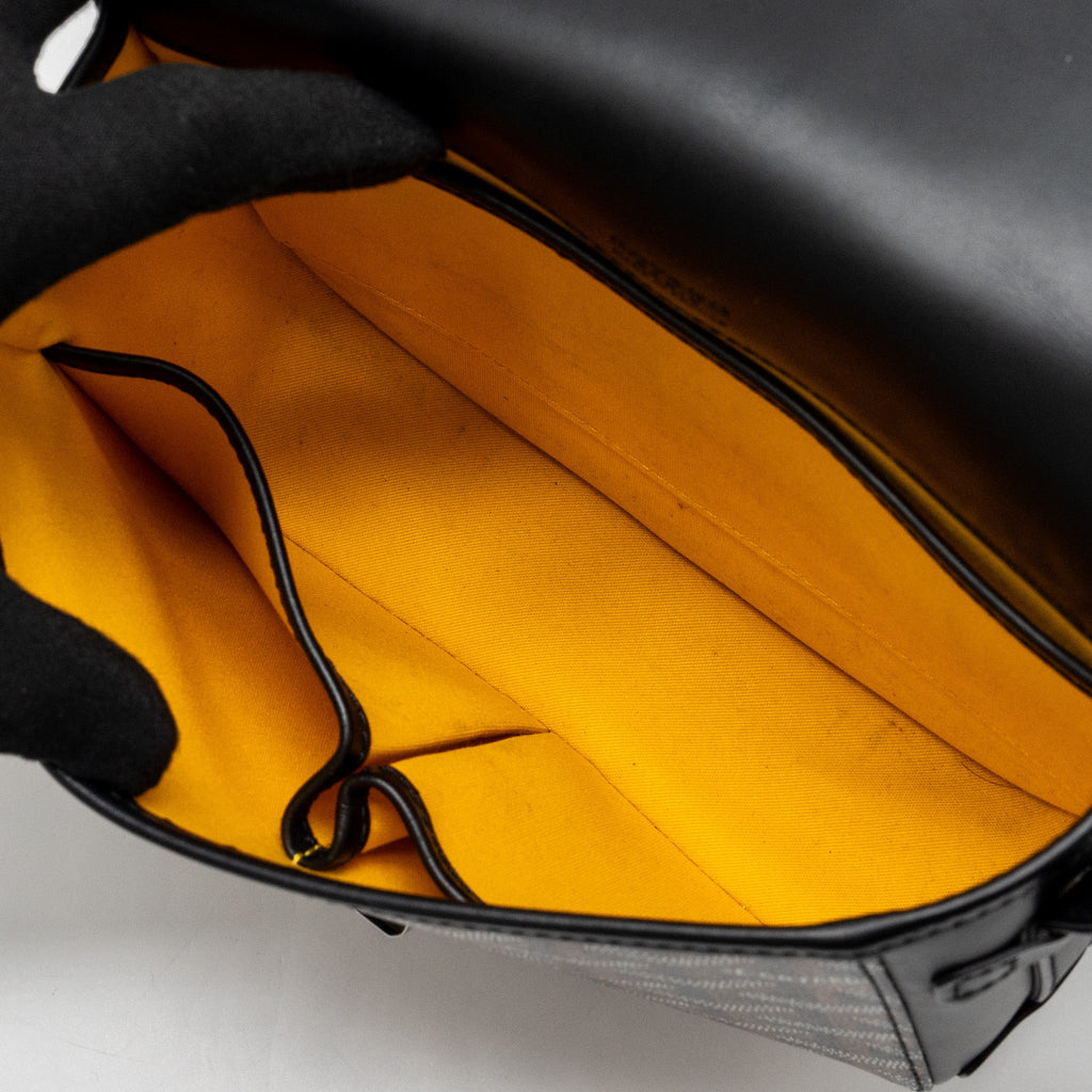 GOYARD BELVEDERE PM MESSENGER BAG GOYARDLINE CANVAS / CALFSKIN BLACK SHW