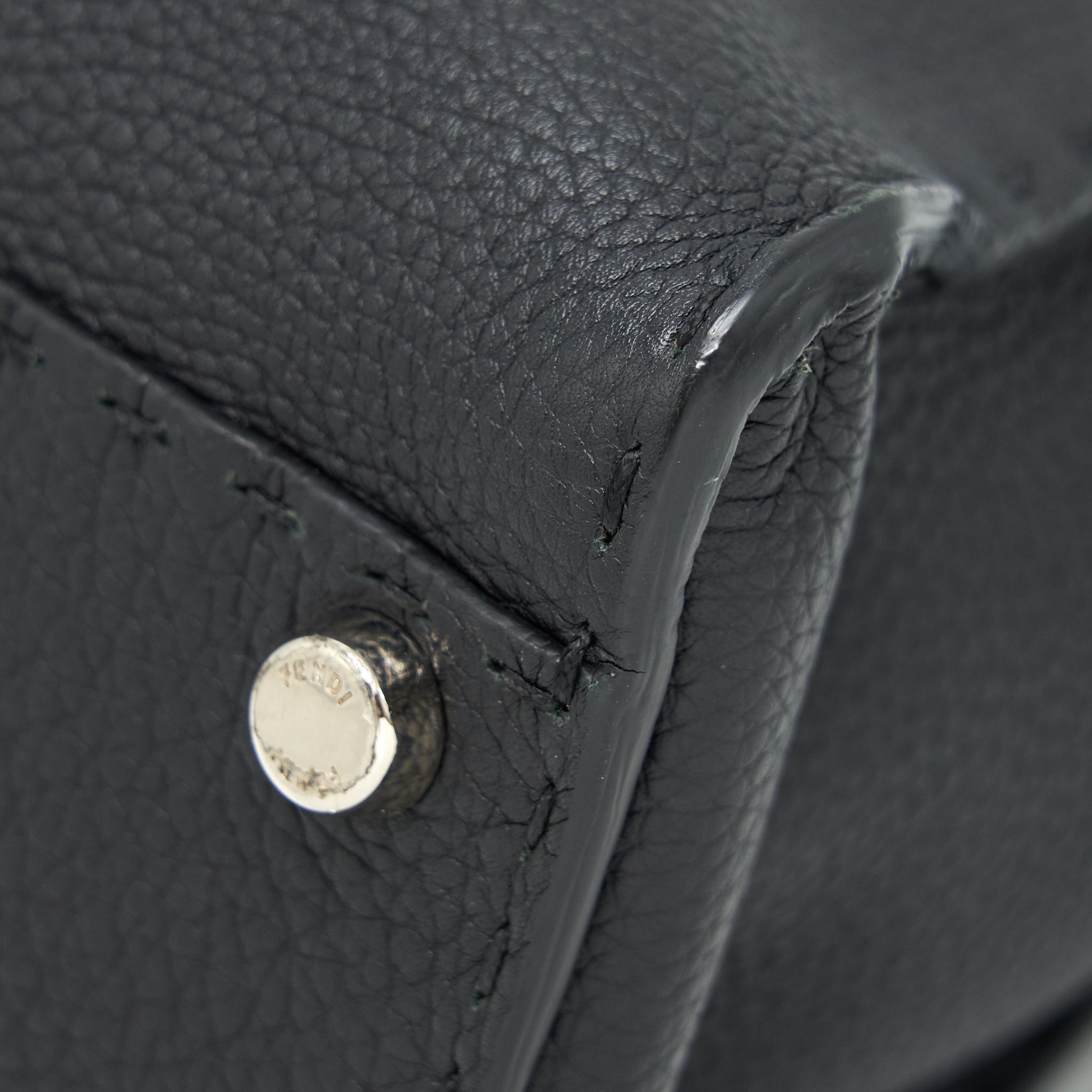 FENDI PEEKABOO TOTE BAG GRAINED CALFSKIN BLACK SHW
