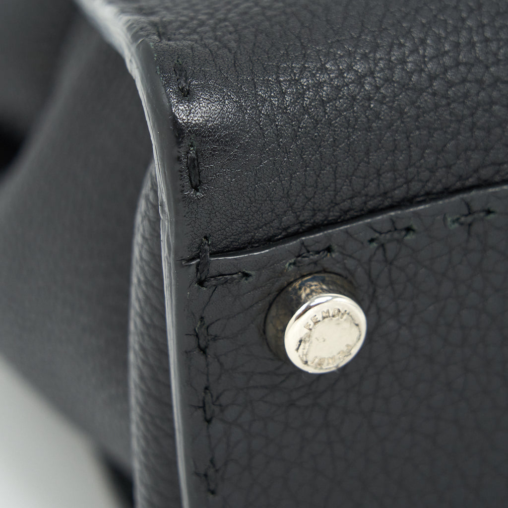 FENDI PEEKABOO TOTE BAG GRAINED CALFSKIN BLACK SHW