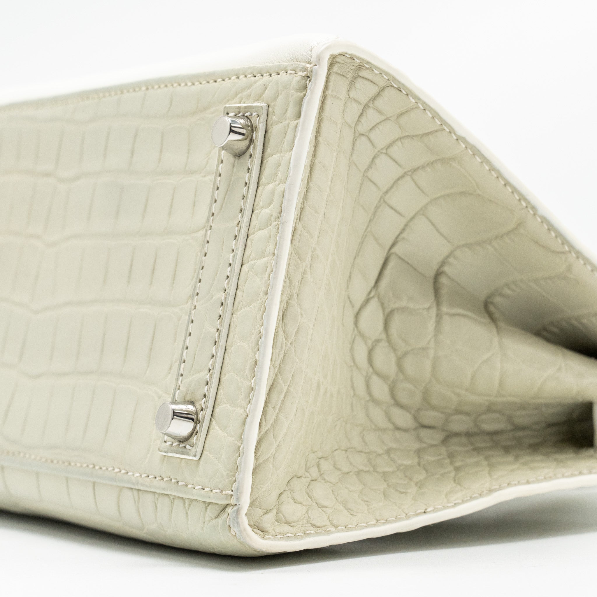 HERMES BIRKIN 20 FAUBOURG SNOW MATT ALLIGATOR / TOGO / EPSOM/ SWIFT BETON SHW