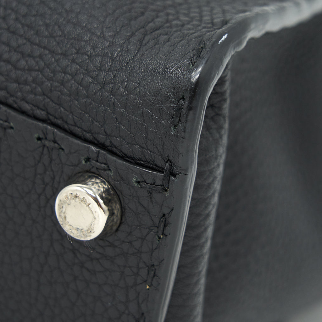 FENDI PEEKABOO TOTE BAG GRAINED CALFSKIN BLACK SHW