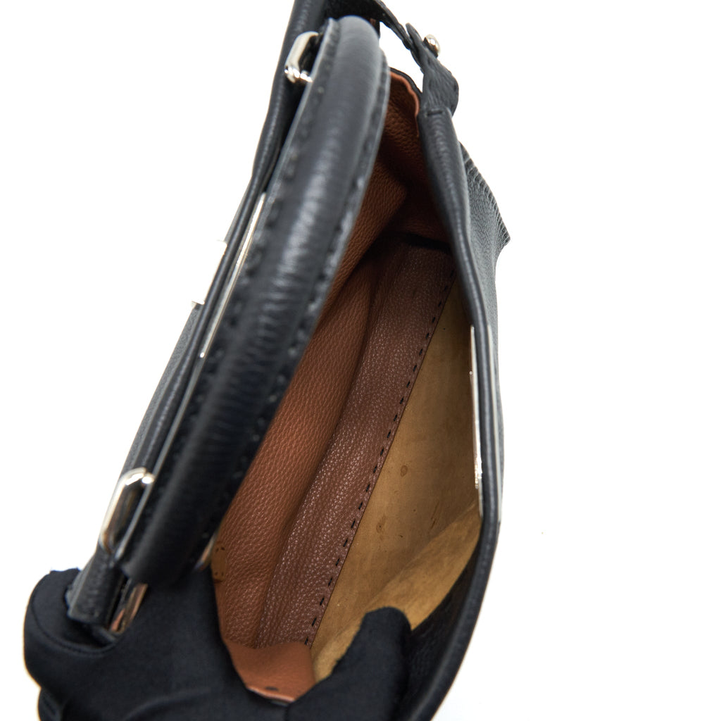 FENDI PEEKABOO TOTE BAG GRAINED CALFSKIN BLACK SHW