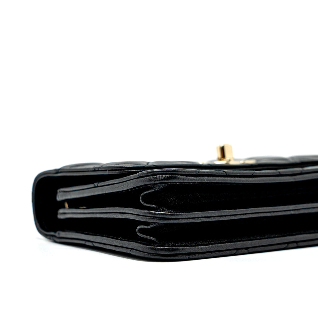 CHANEL MINI TRENDY CC WALLET ON CHAIN LAMBSKIN BLACK LGHW (MICROCHIP)