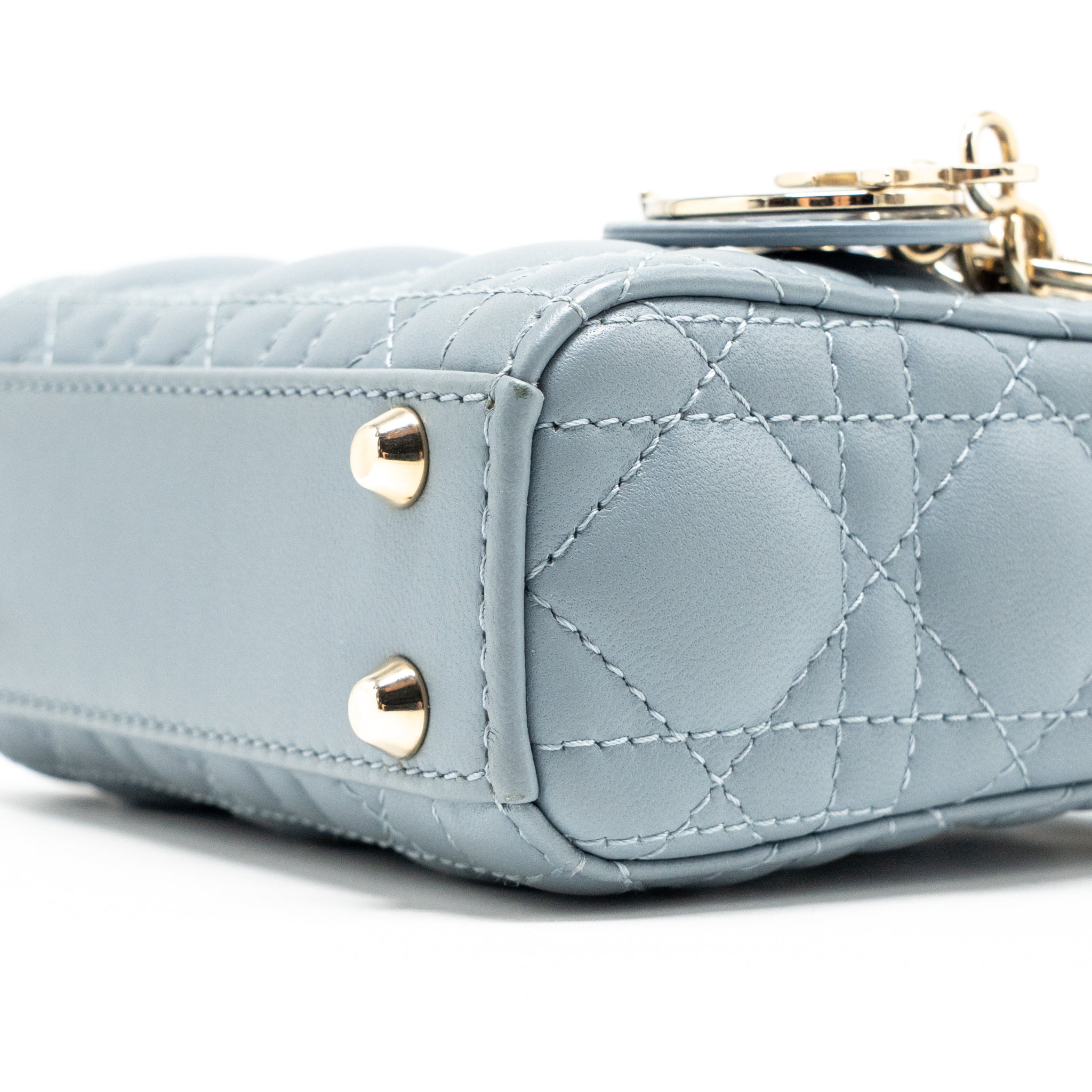 DIOR MICRO LADY DIOR CANNAGE LAMBSKIN GREY LGHW
