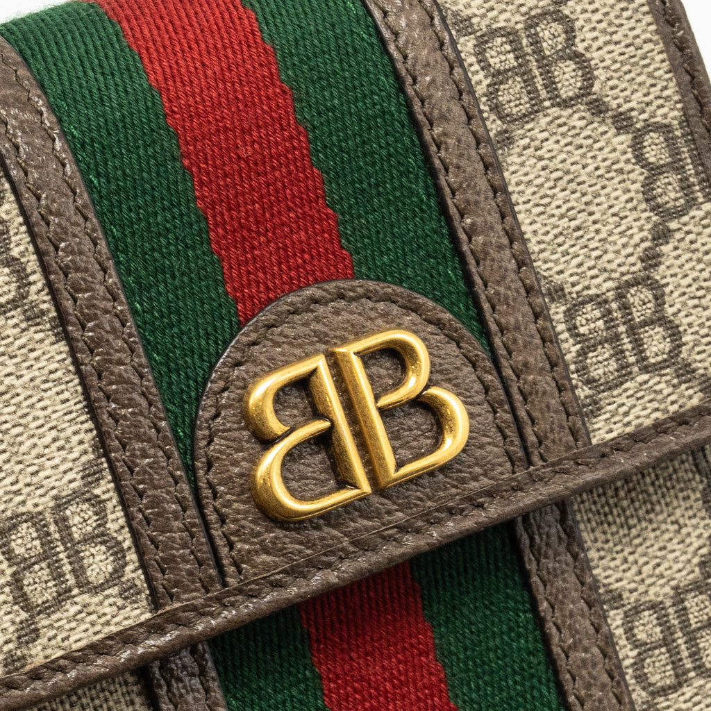 GUCCI X BALENCIAGA THE HACKER PROJECT PHONE CROSSBODY BAG CANVAS/LEATHER BROWN/MULTICOLOUR GHW