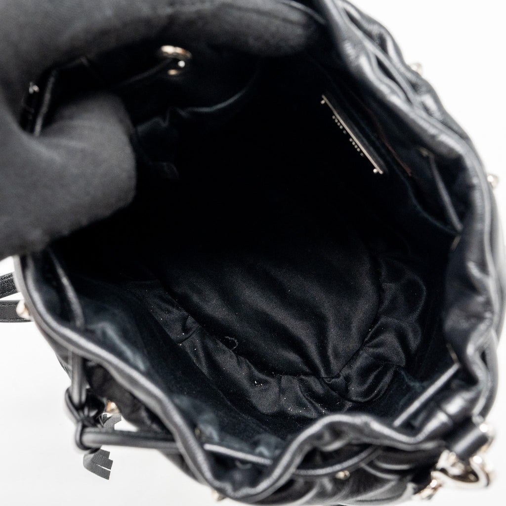 MIU MIU SMALL BUCKET BAG STUDDED NAPPA LAMBSKIN BLACK SHW