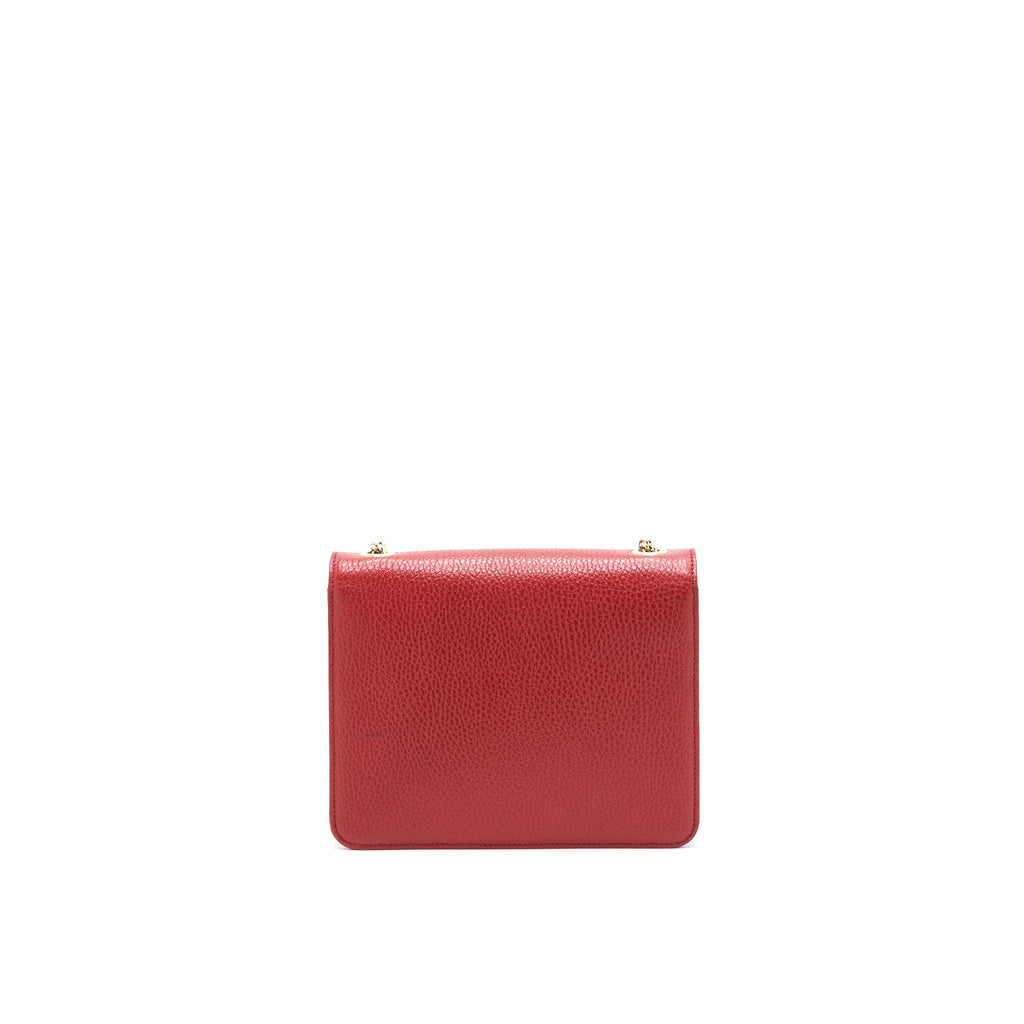 GUCCI GG INTERLOCKING SMALL CHAIN CROSSBODY BAG RED WITH LGHW