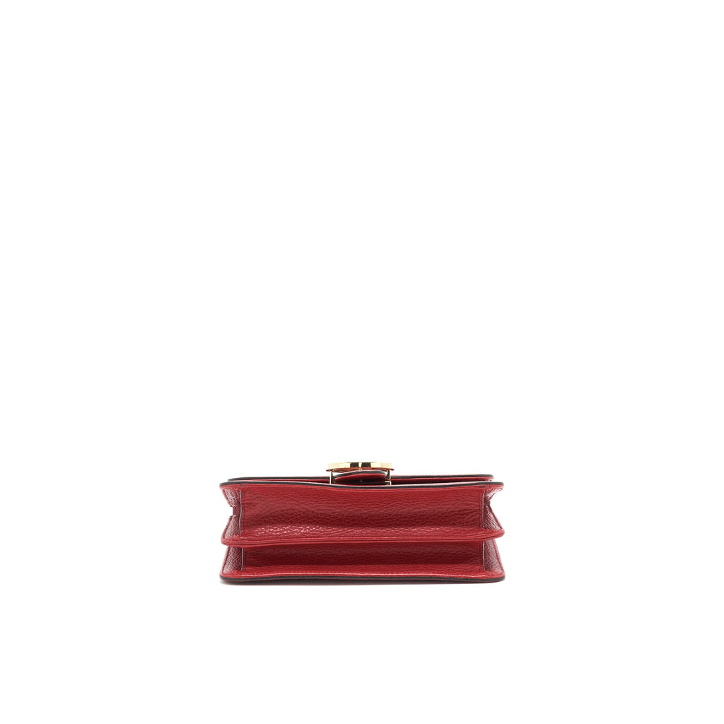 GUCCI GG INTERLOCKING SMALL CHAIN CROSSBODY BAG RED WITH LGHW
