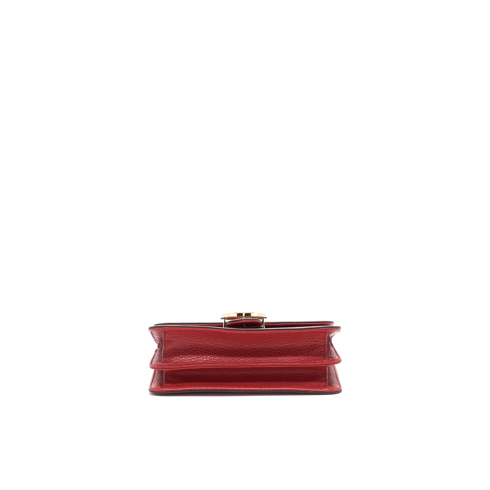 GUCCI GG INTERLOCKING SMALL CHAIN CROSSBODY BAG RED WITH LGHW