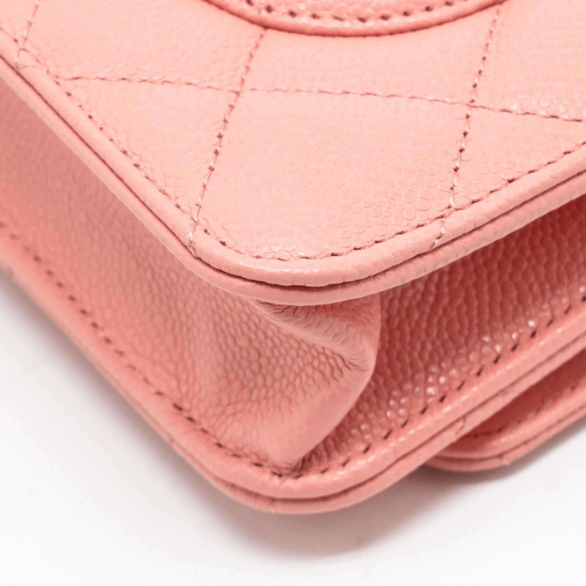 CHANEL CLASSIC WALLET ON CHAIN CAVIAR PINK LGHW (MICROCHIP)