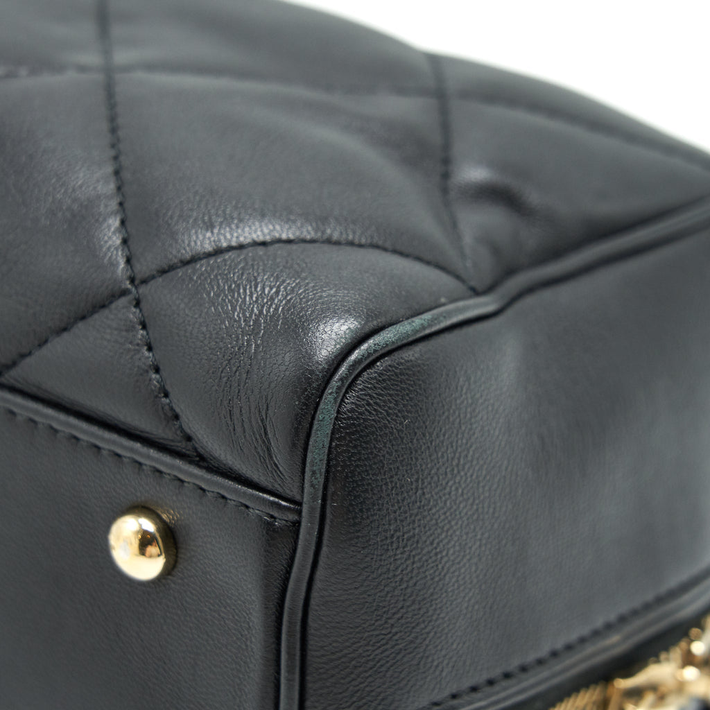 CHANEL BLACK LAMBSKIN BOWLING BAG GHW