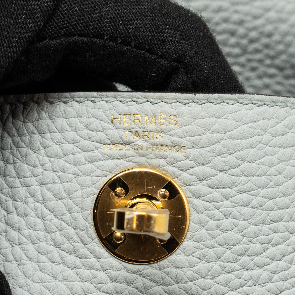 HERMES MINI LINDY CLEMENCE BLUE PALE GHW