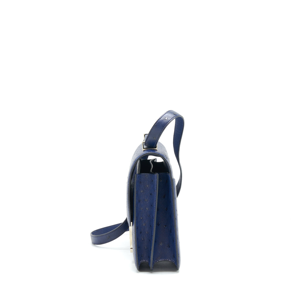 HERMES CONSTANCE 24 OSTRICH BLEU IRIS SHW