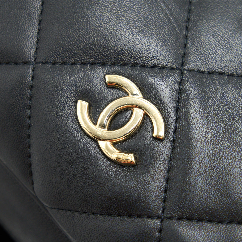 CHANEL BLACK LAMBSKIN BOWLING BAG GHW