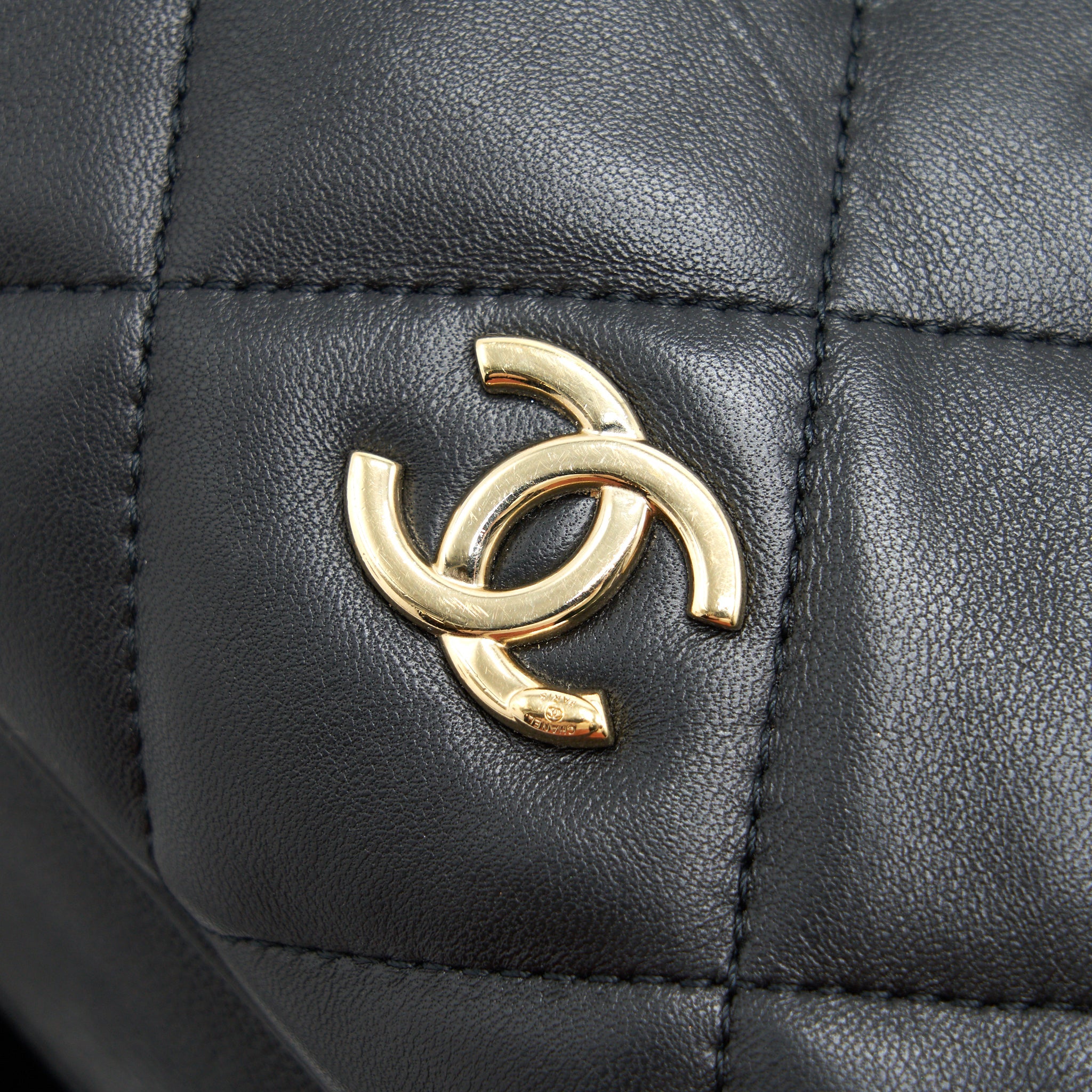 CHANEL BLACK LAMBSKIN BOWLING BAG GHW