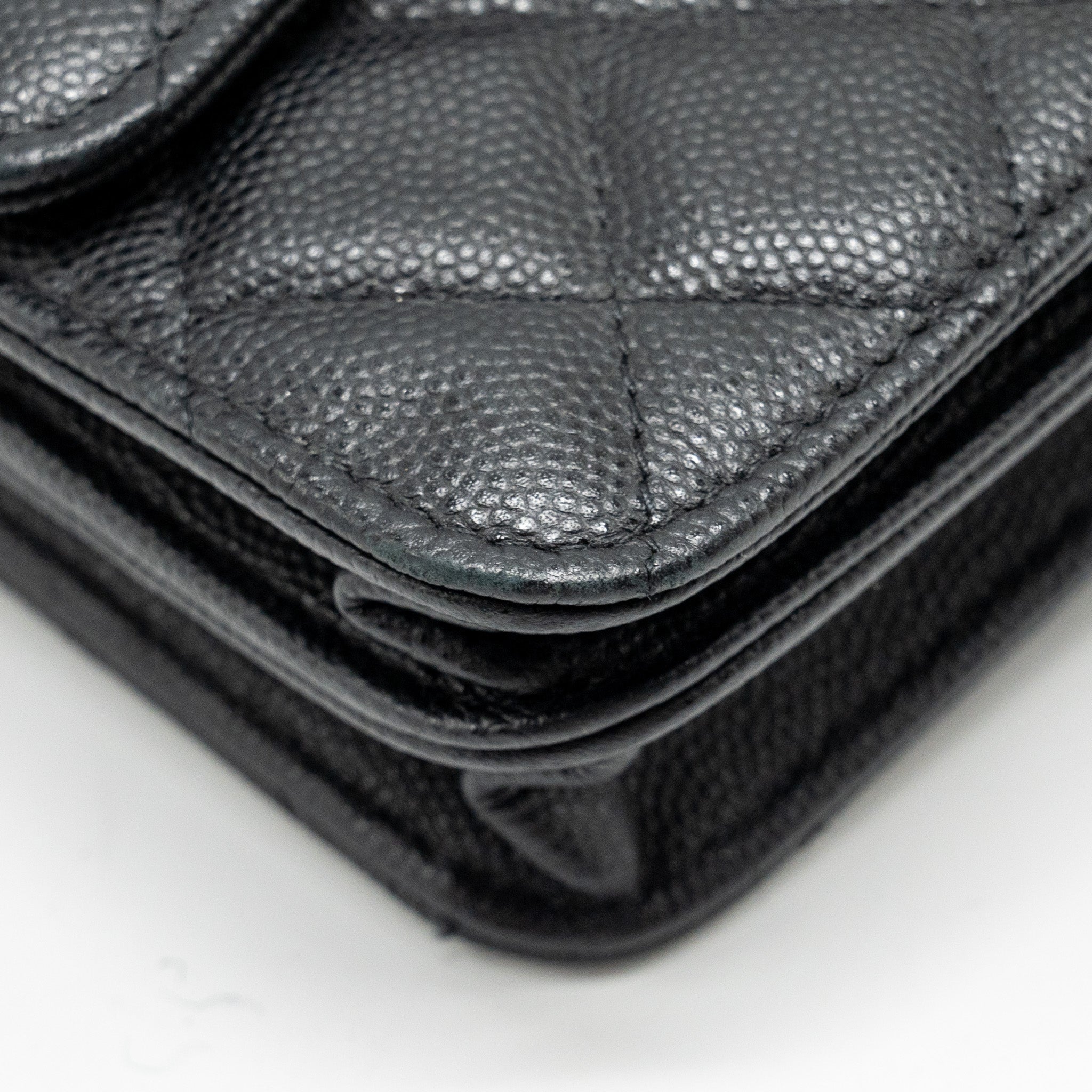 CHANEL CIRCULAR HANDLE QUILTED FLAP BAG CAVIAR BLACK GHW