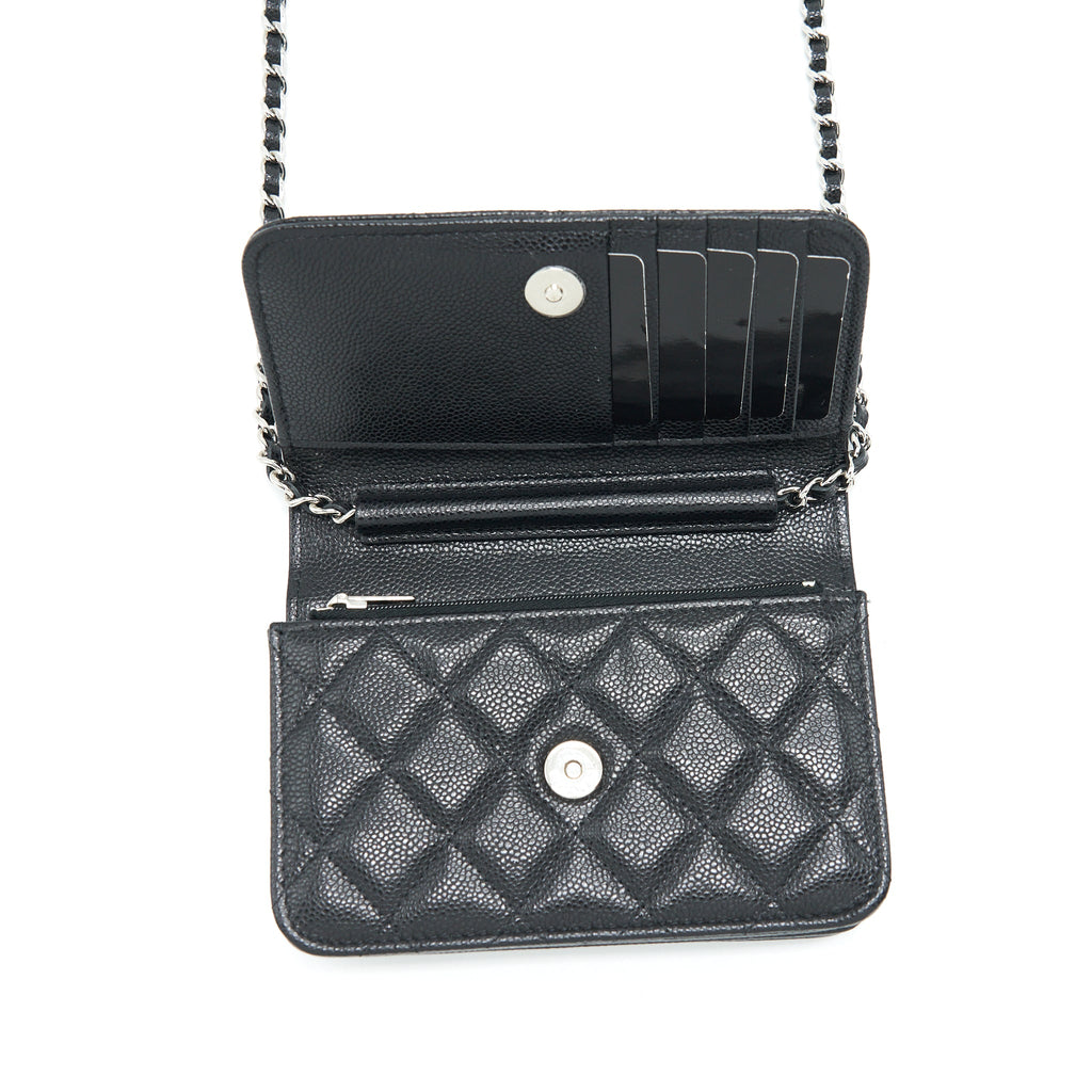 CHANEL MINI WALLET ON CHAIN CAVIAR BLACK SHW