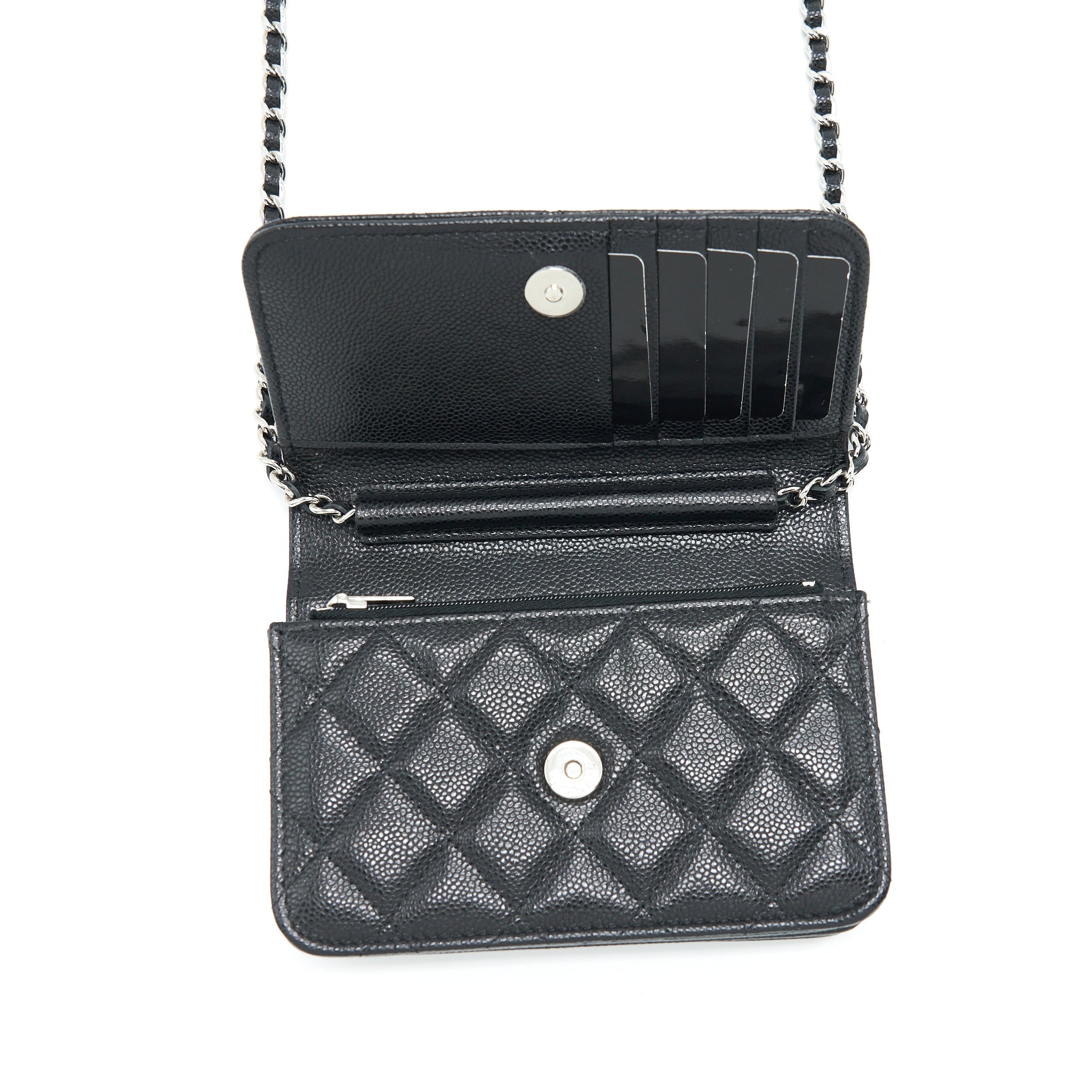 CHANEL MINI WALLET ON CHAIN CAVIAR BLACK SHW