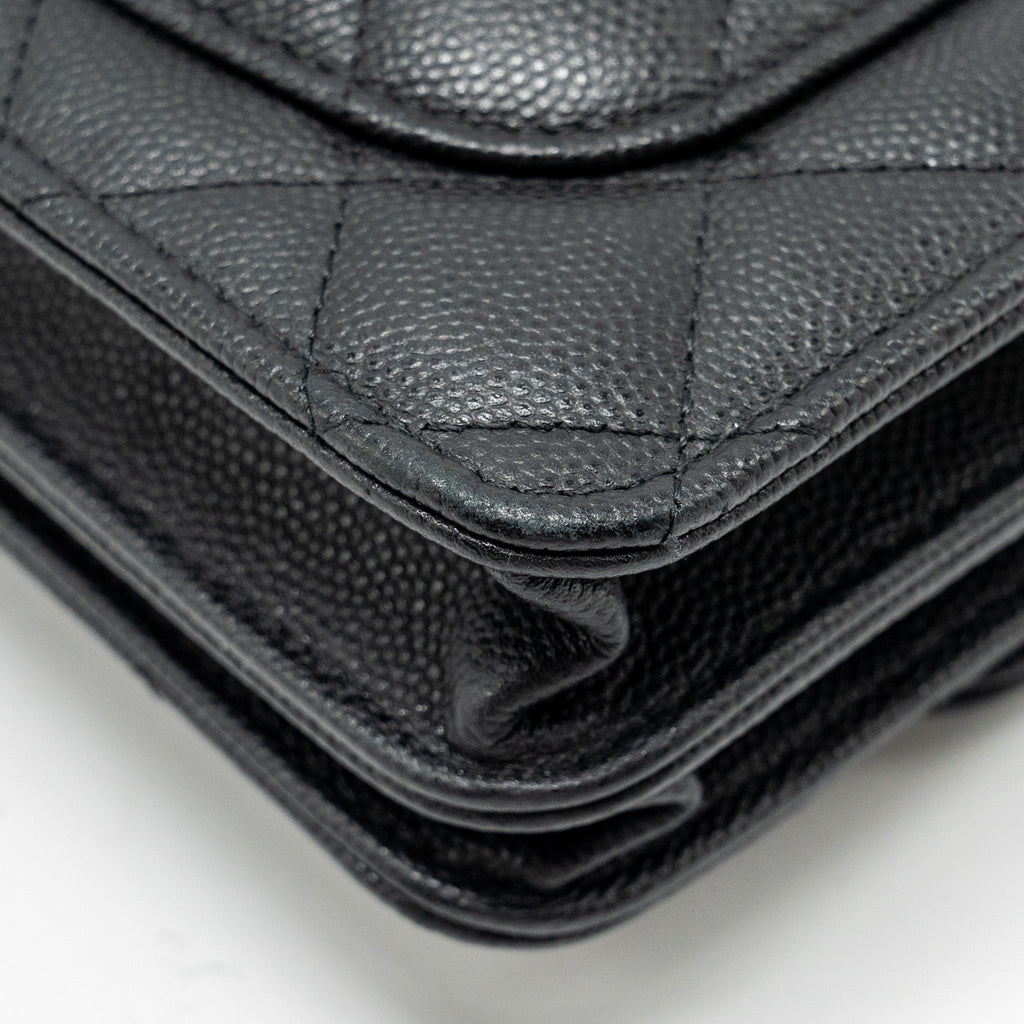 CHANEL CIRCULAR HANDLE QUILTED FLAP BAG CAVIAR BLACK GHW