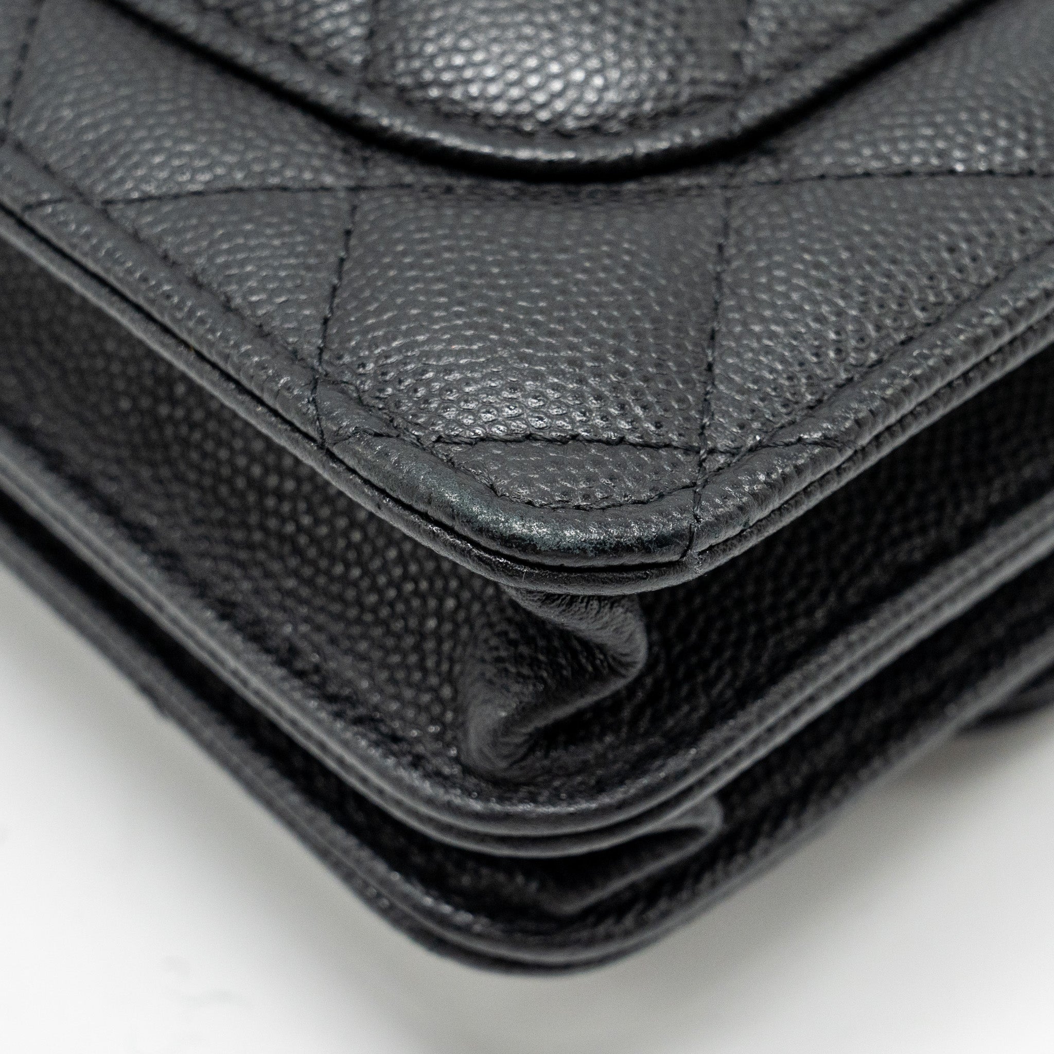 CHANEL CIRCULAR HANDLE QUILTED FLAP BAG CAVIAR BLACK GHW