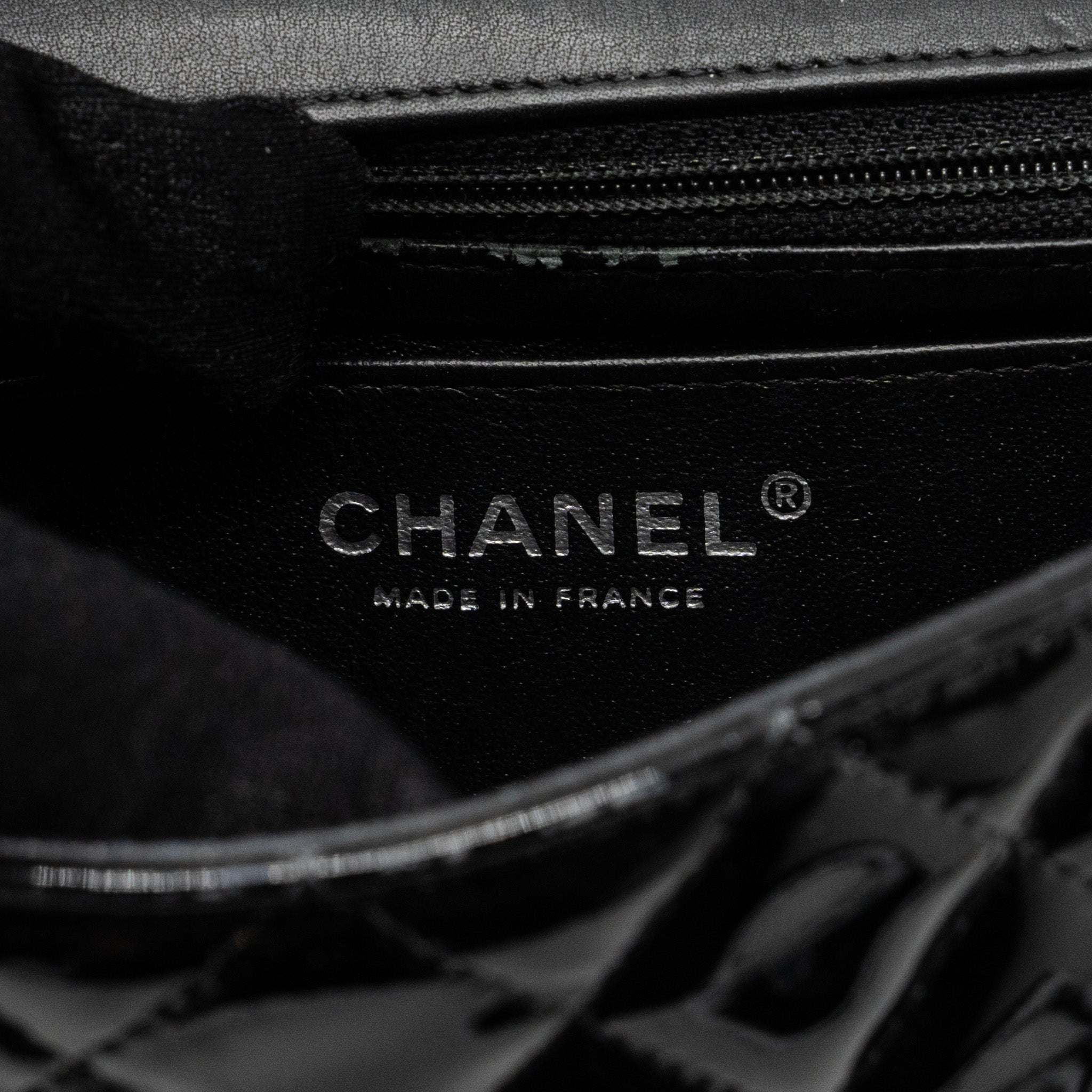 CHANEL MINI RECTANGULAR FLAP BAG PATENT BLACK SHW