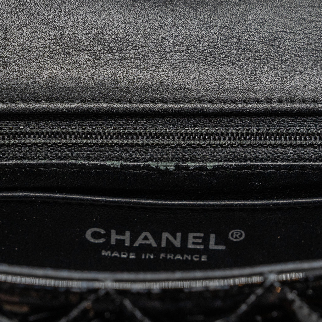 CHANEL MINI RECTANGULAR FLAP BAG PATENT BLACK SHW