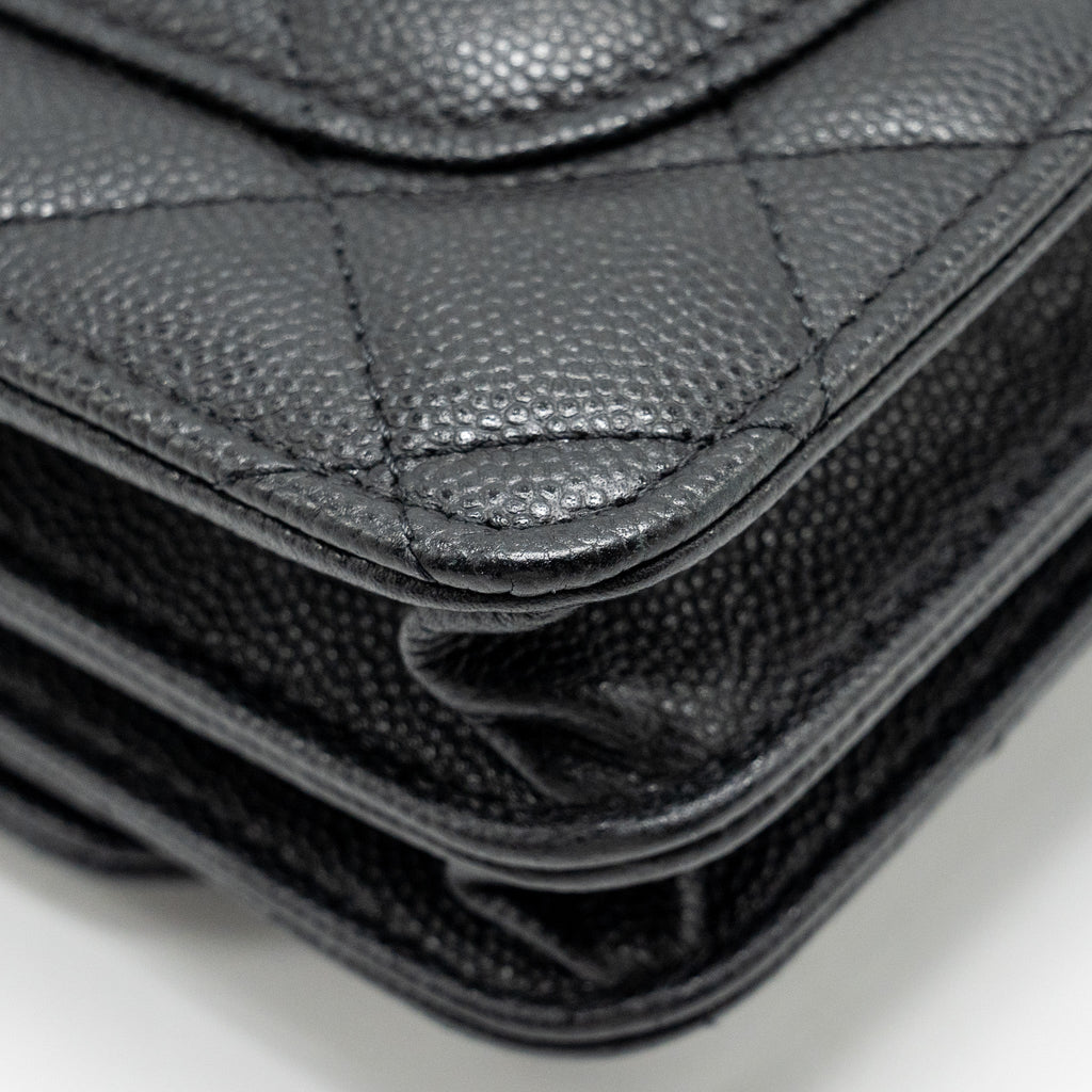 CHANEL CIRCULAR HANDLE QUILTED FLAP BAG CAVIAR BLACK GHW