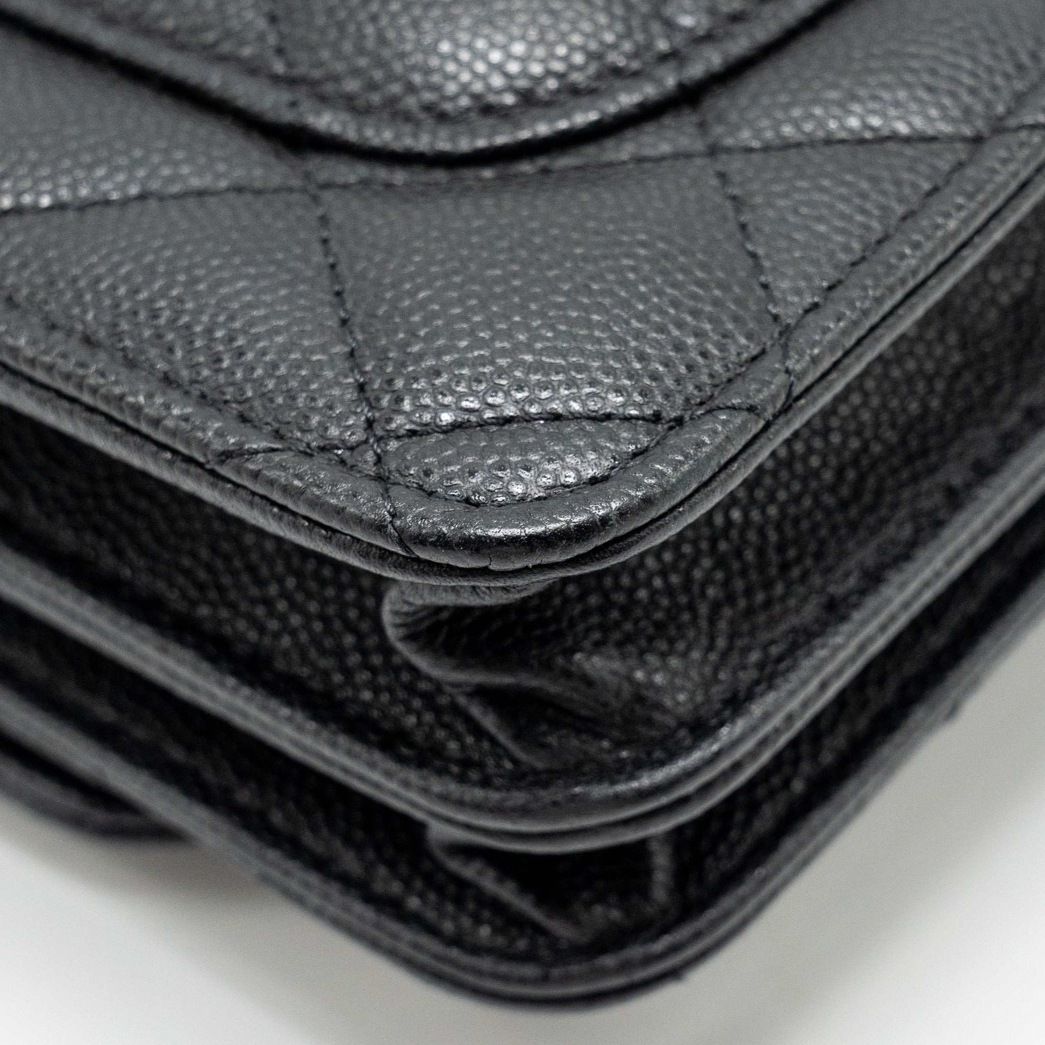 CHANEL CIRCULAR HANDLE QUILTED FLAP BAG CAVIAR BLACK GHW