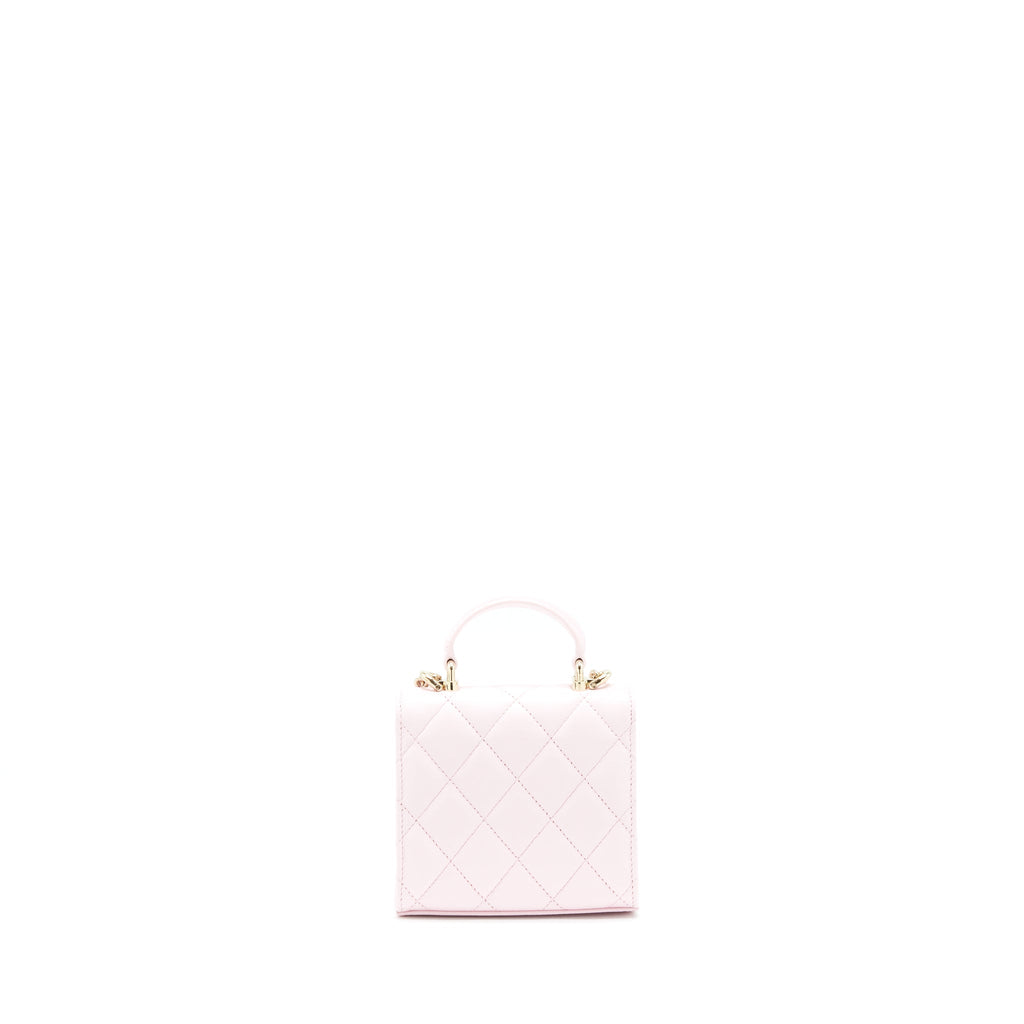 CHANEL 22P TOP HANDLE MINI FLAP BAG WITH CHAIN LAMBSKIN PINK LGHW