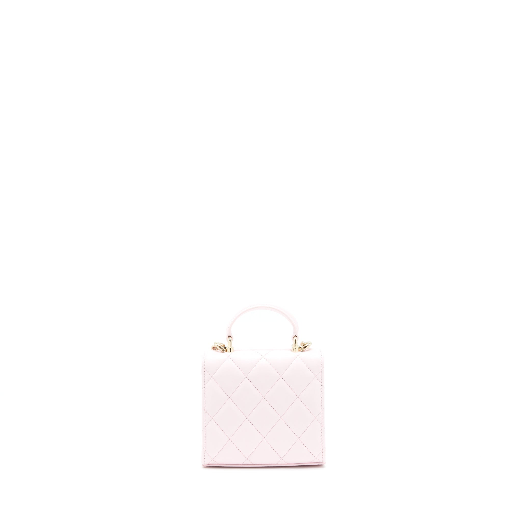 CHANEL 22P TOP HANDLE MINI FLAP BAG WITH CHAIN LAMBSKIN PINK LGHW