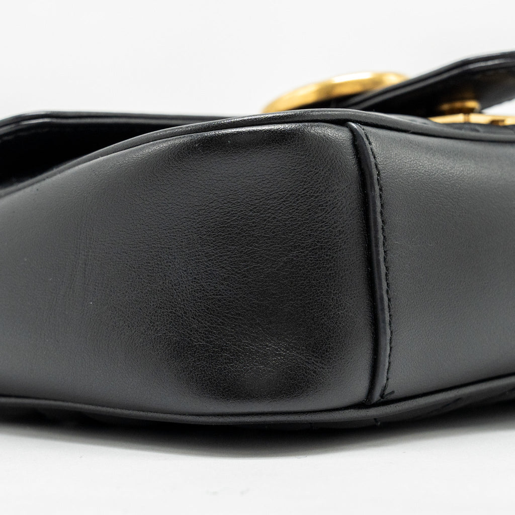 GUCCI MINI GG MARMONT SHOULDER BAG CALFSKIN BLACK GHW