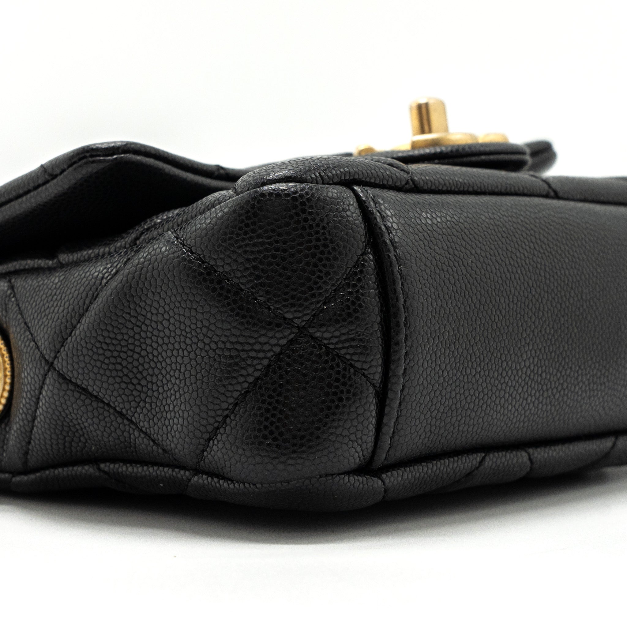 CHANEL MINI TWIST YOUR BUTTON SQUARE FLAP BAG CAVIAR BLACK GHW