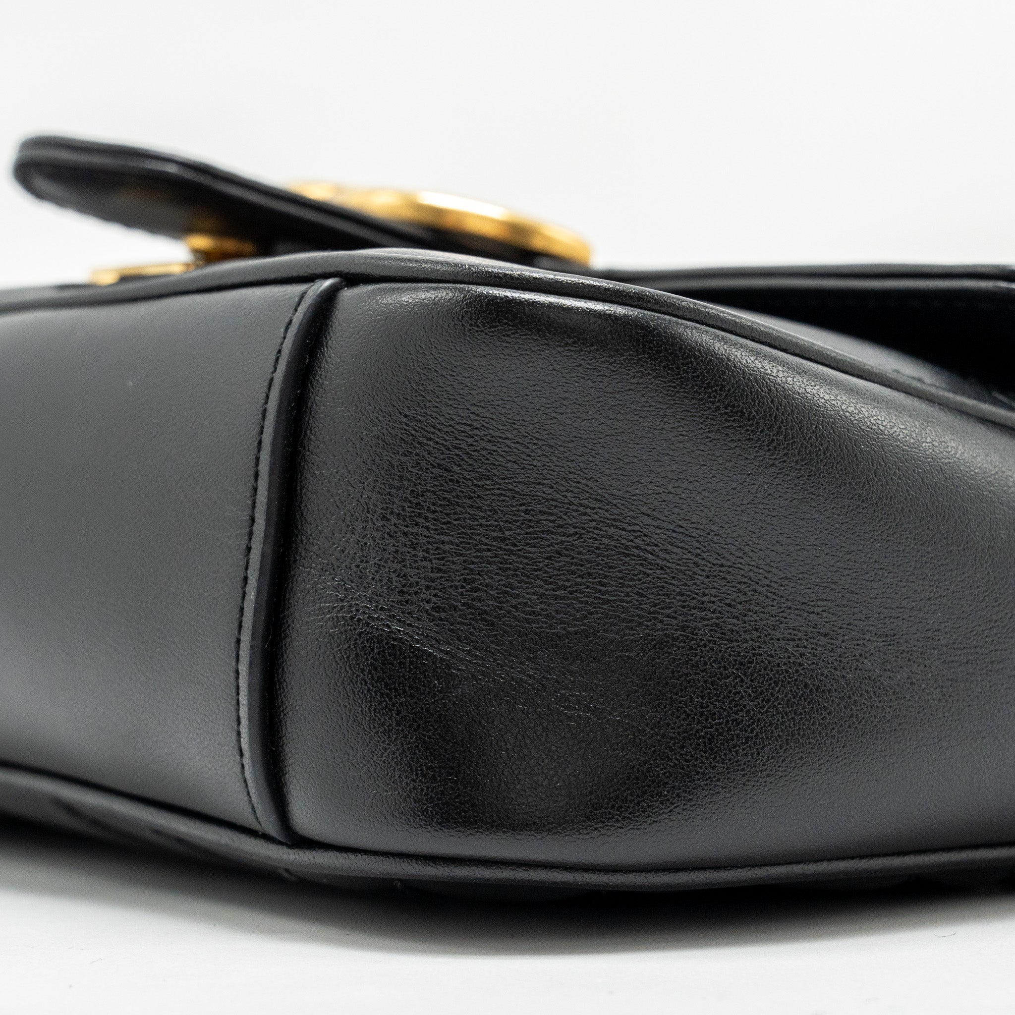 GUCCI MINI GG MARMONT SHOULDER BAG CALFSKIN BLACK GHW