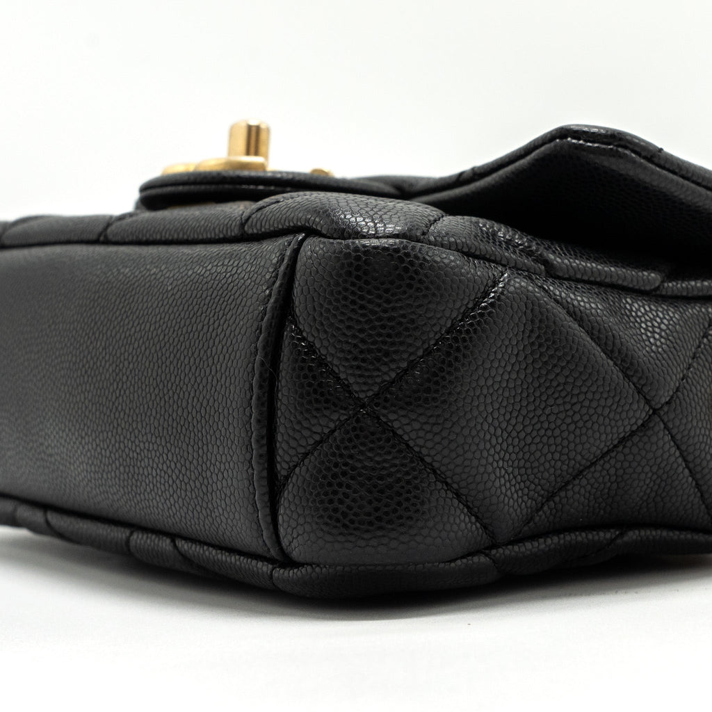 CHANEL MINI TWIST YOUR BUTTON SQUARE FLAP BAG CAVIAR BLACK GHW
