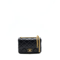 CHANEL 22P SEASONAL MINI SQUARE FLAP BAG LAMBSKIN BLACK GHW