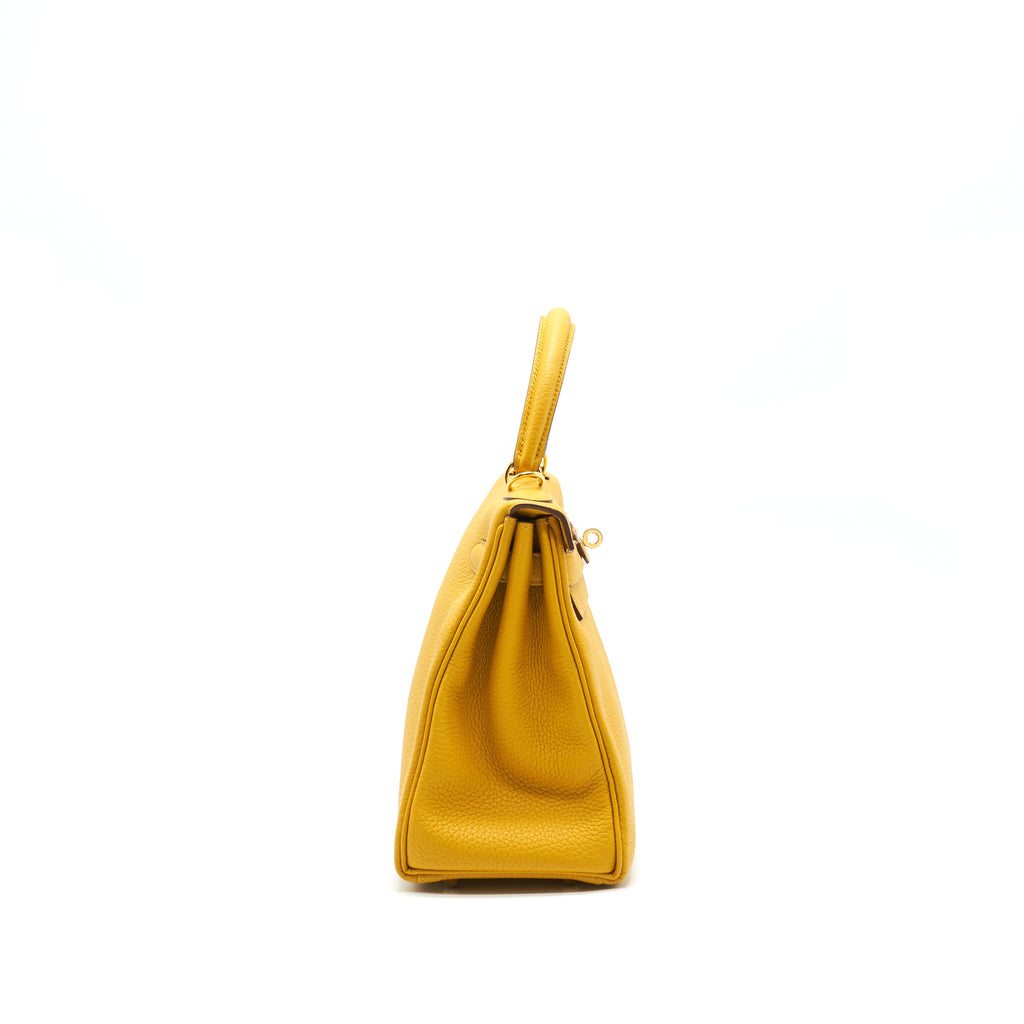 HERMES KELLY 28 CLEMENCE JAUNE AMBER GHW